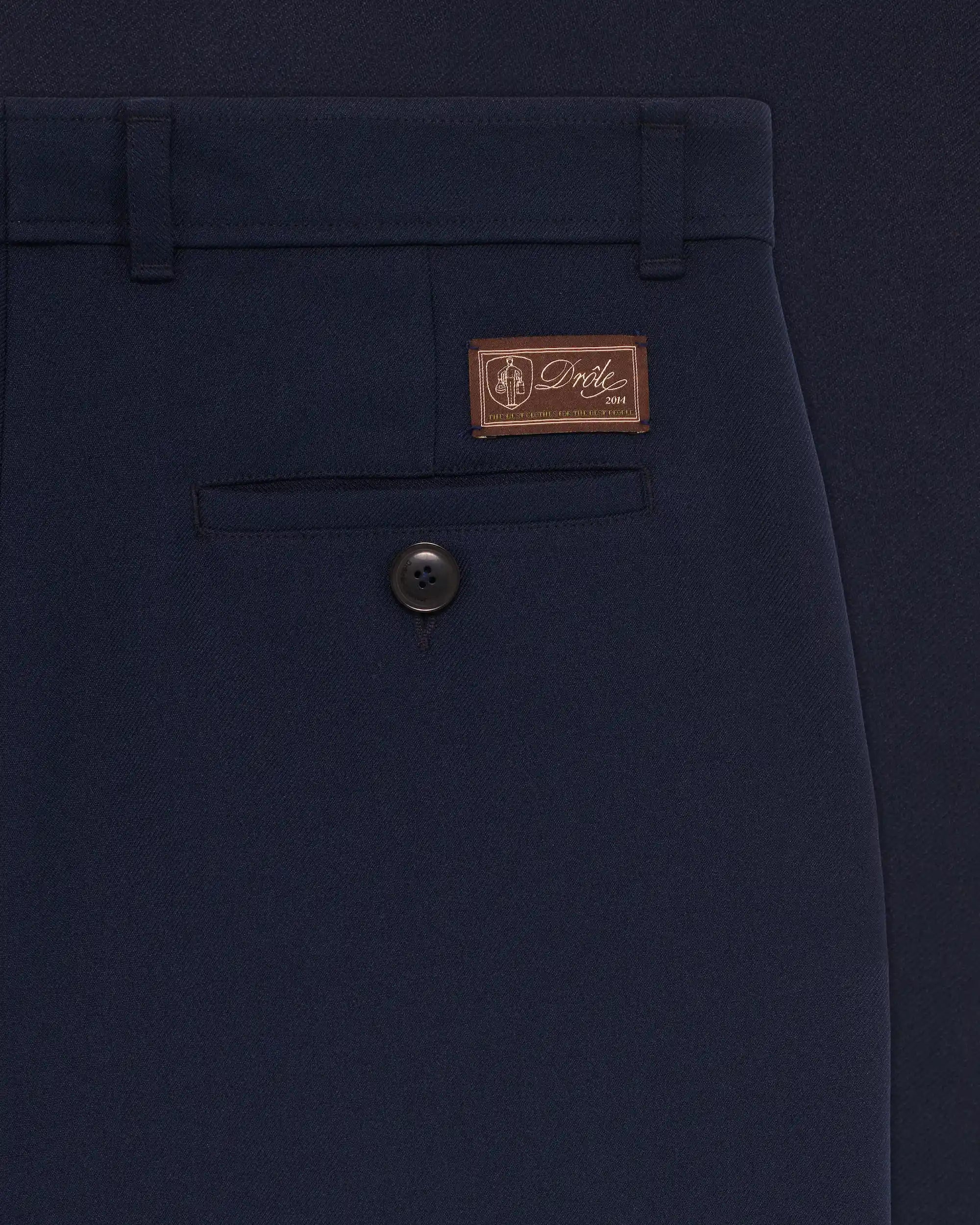 Drôle De Monsieur Cotton Straight Hose Navy Polyester Bundfalte