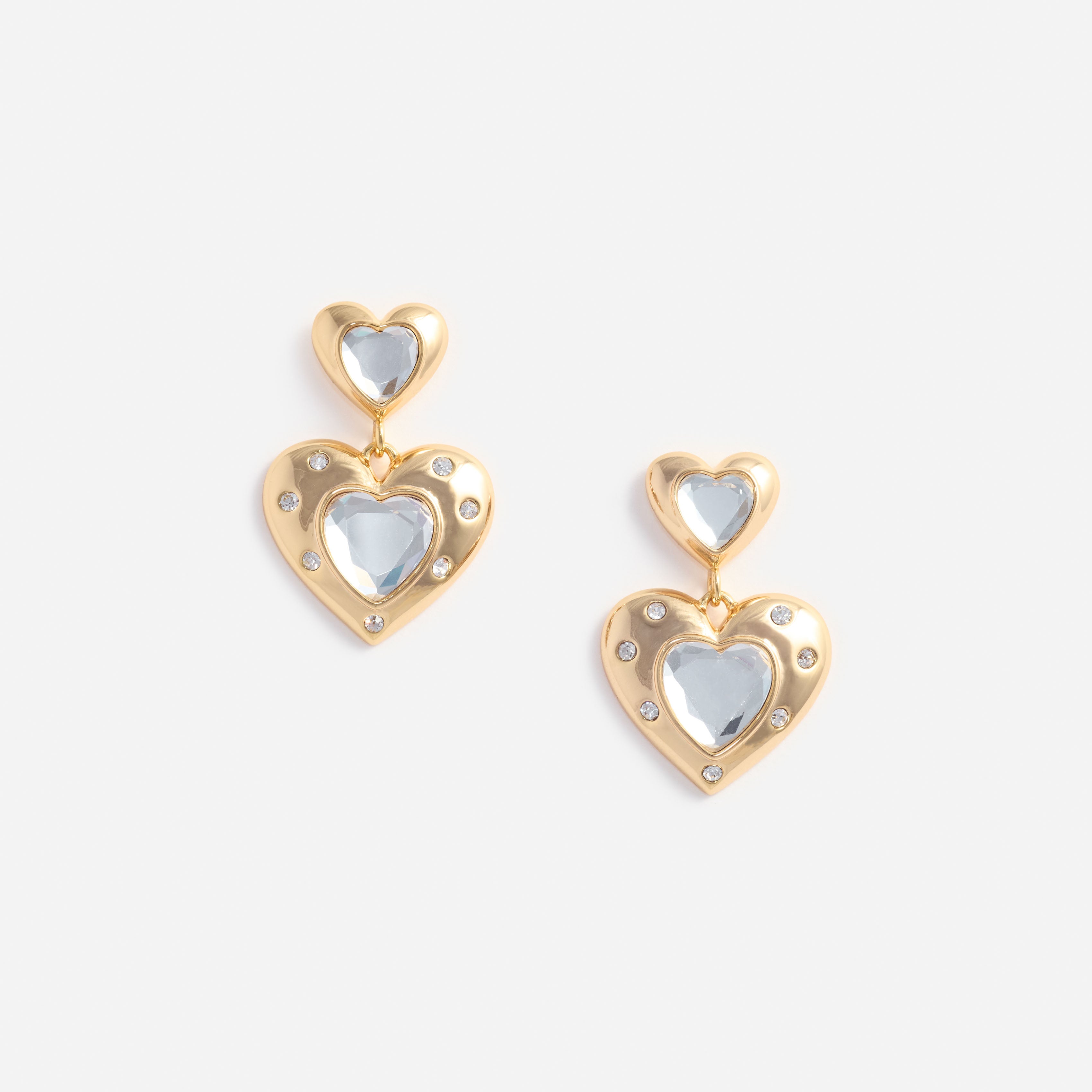 Self Portrait Jewellery Gold Crystal Heart Ohrringe Gold Einheitsgröße