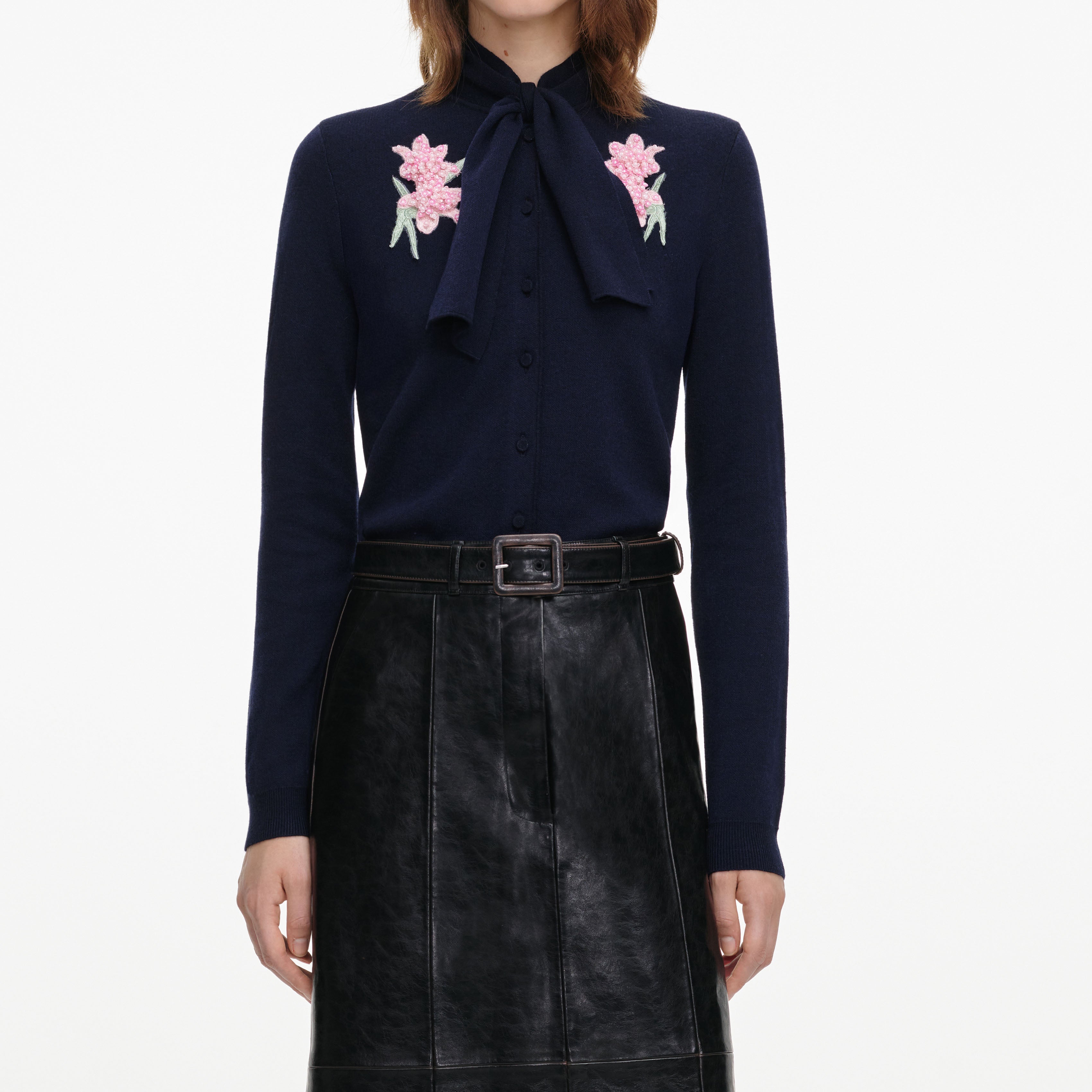 Self Portrait Navy Sequin Knit Cardigan Strickjacke Blau