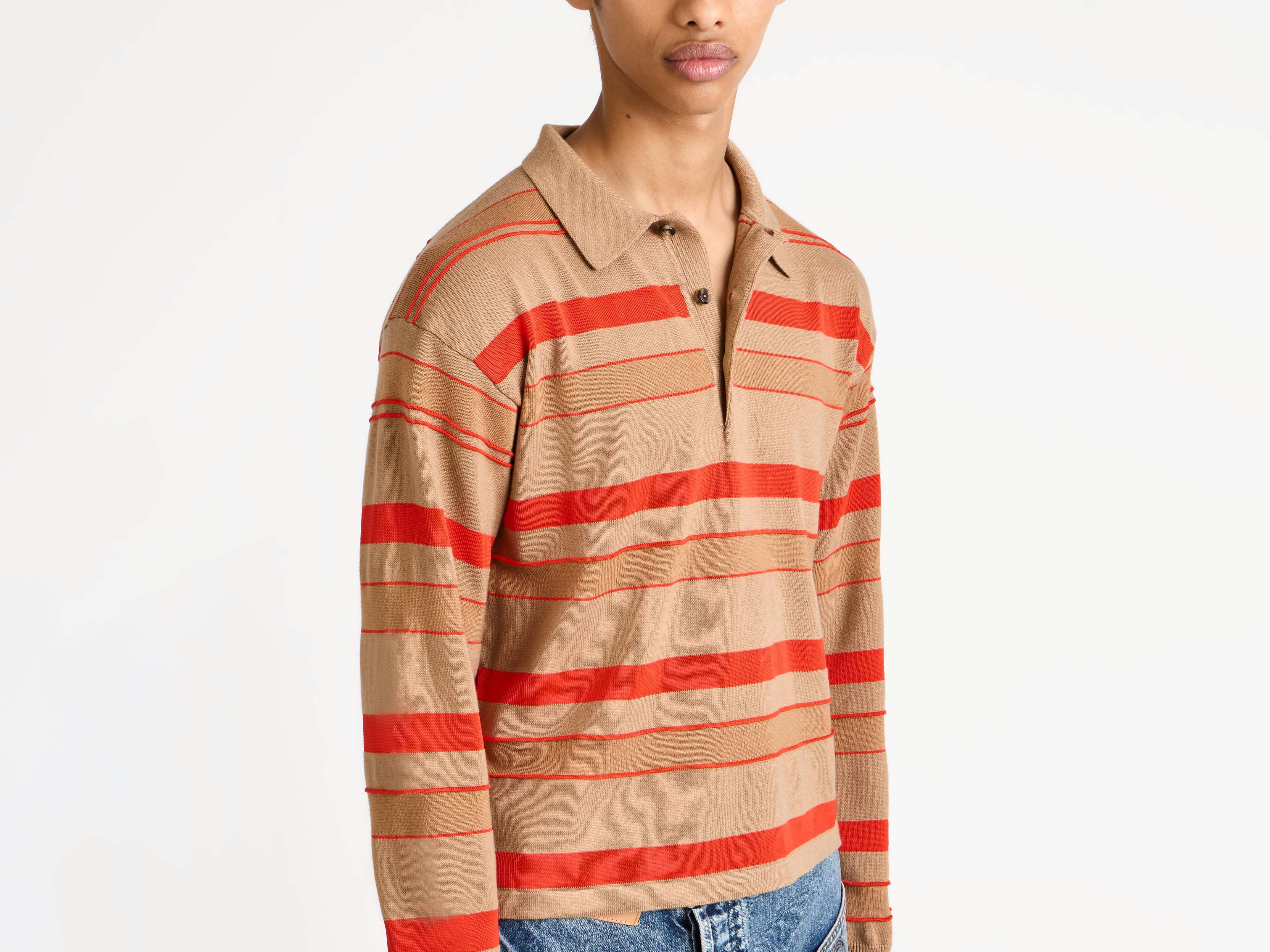 J.W.Anderson Rugby Polo Strick Biscuit Gestreift Herren
