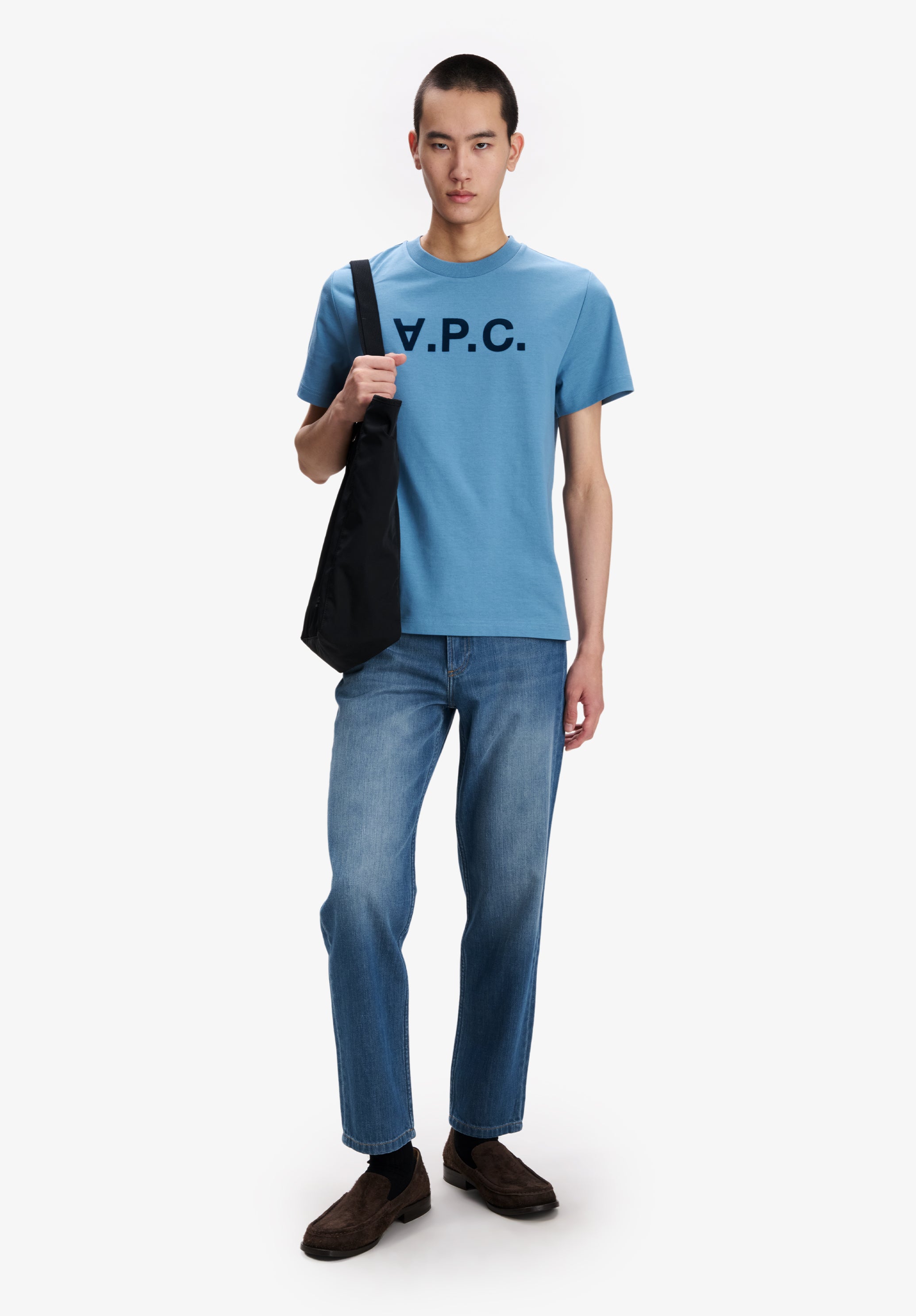 A.P.C. V.P.C.-Logo T-Shirt blau Bio-Baumwolle