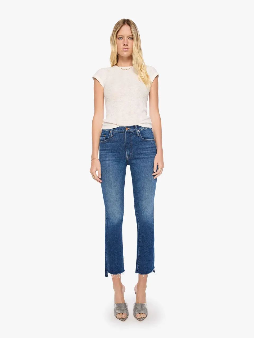 Mother Denim The Insider Ankle Step Fray Jeans Cosmic Cowgirl