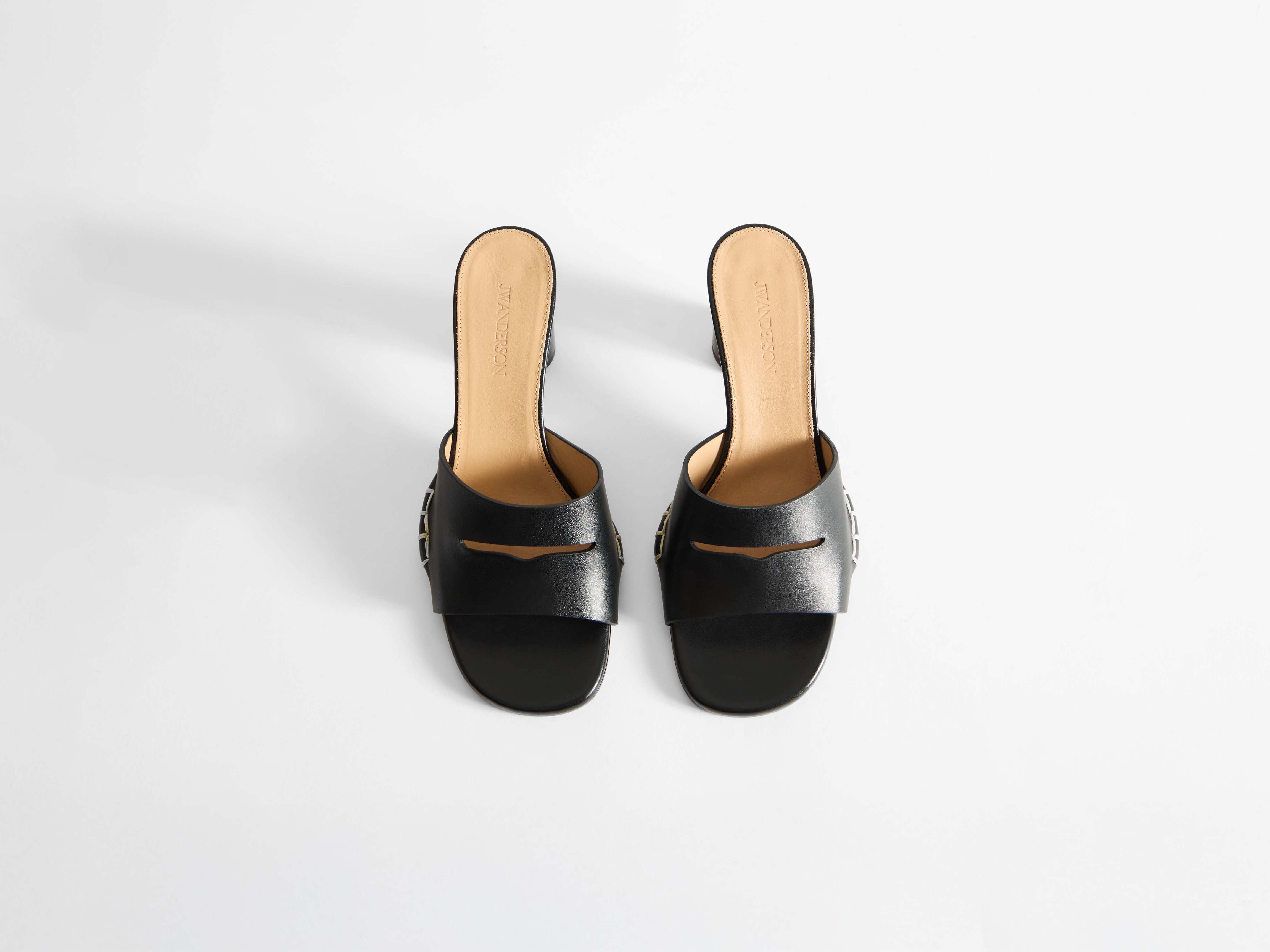 J.W.Anderson Loafer Mule Sandalen Damen Schwarz Leder Absatz