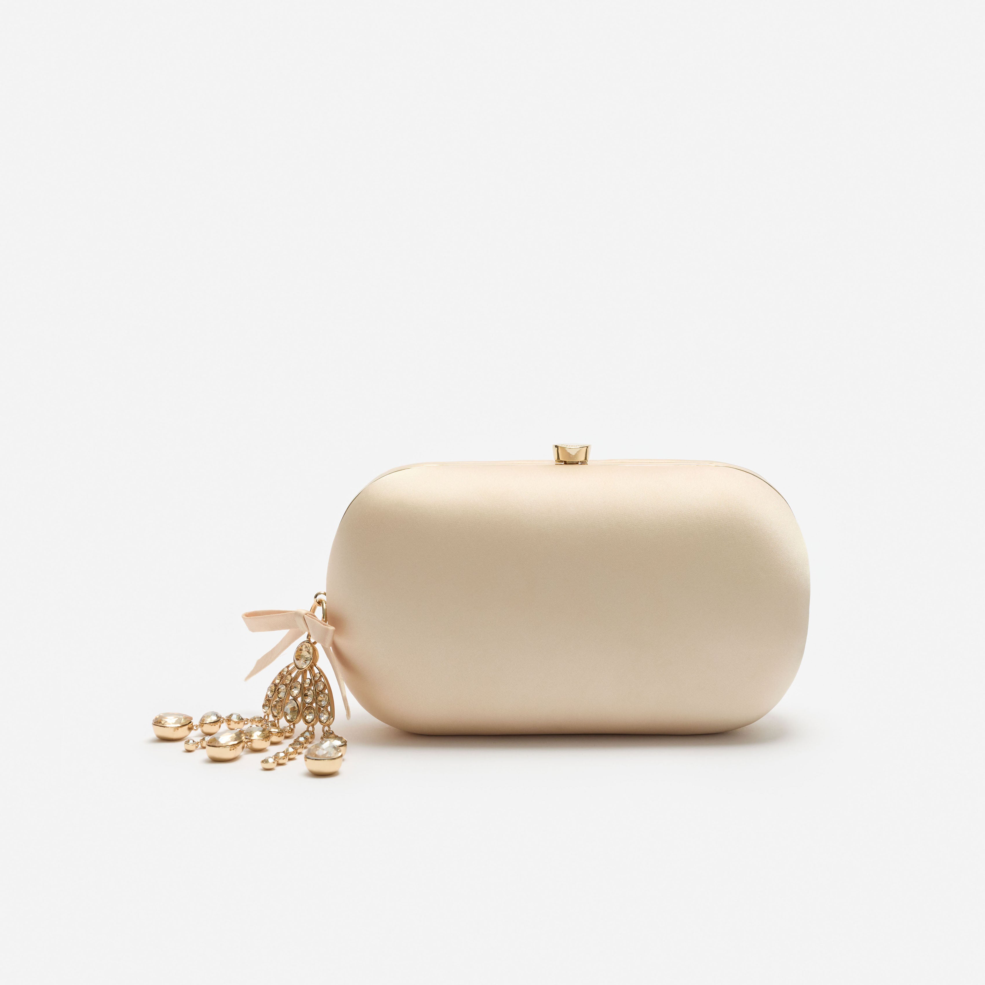 Self Portrait Champagne Satin Clutch Champagner Tasche