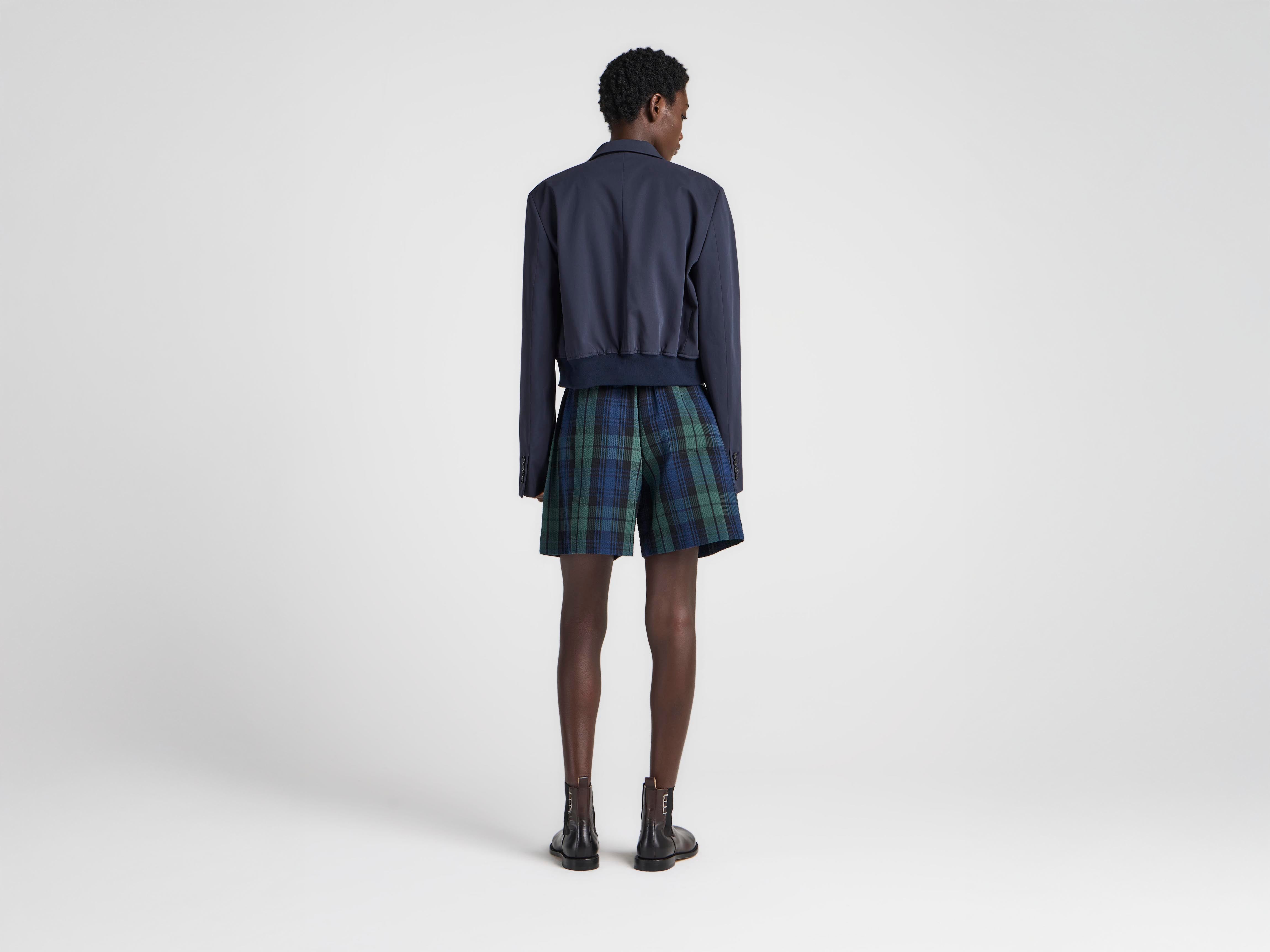 J.W.Anderson Check Shorts Seersucker Navy Grün Damen