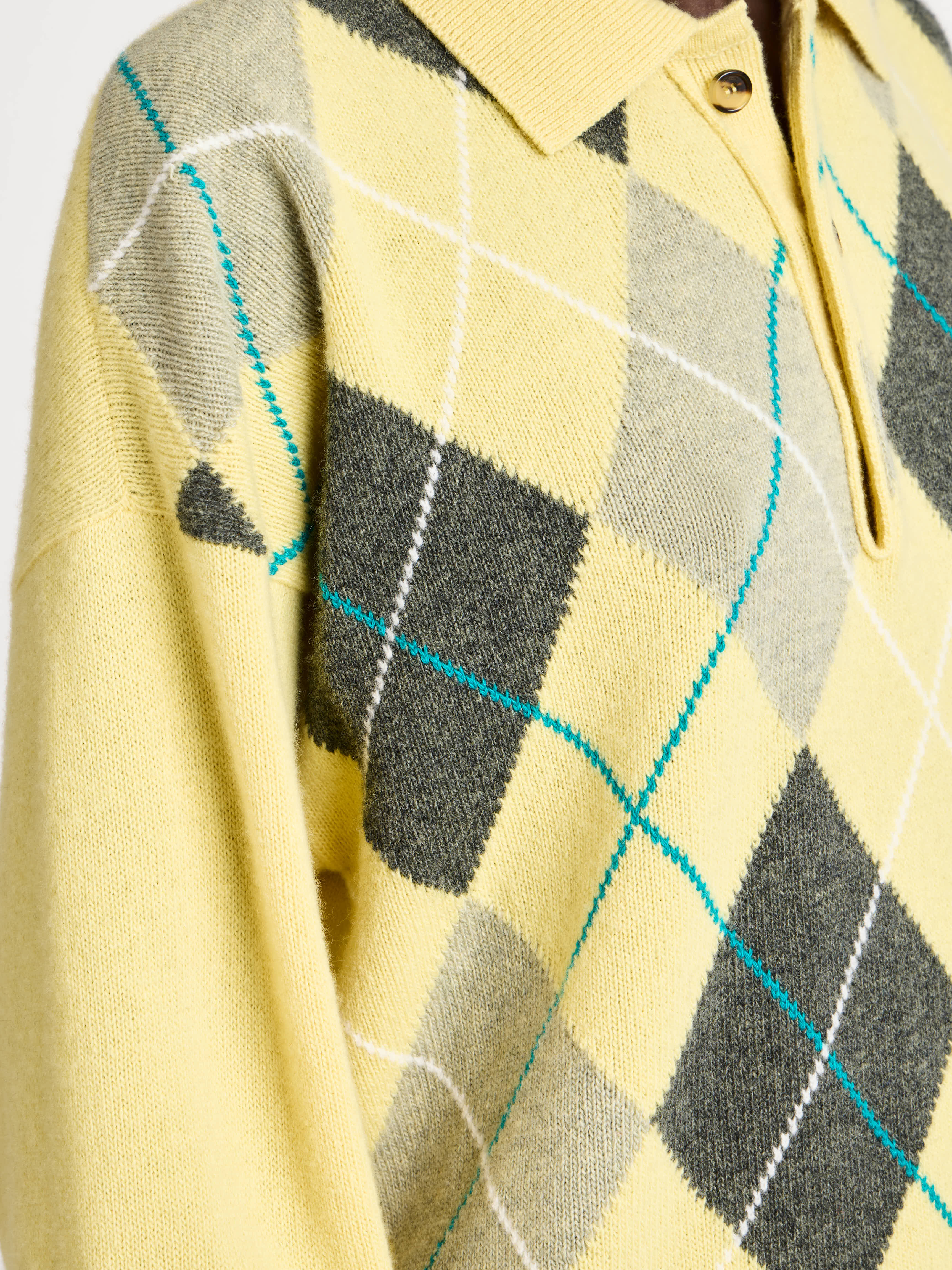 JW Anderson x Pringle Argyle Polo Top Damen Gelb Wolle