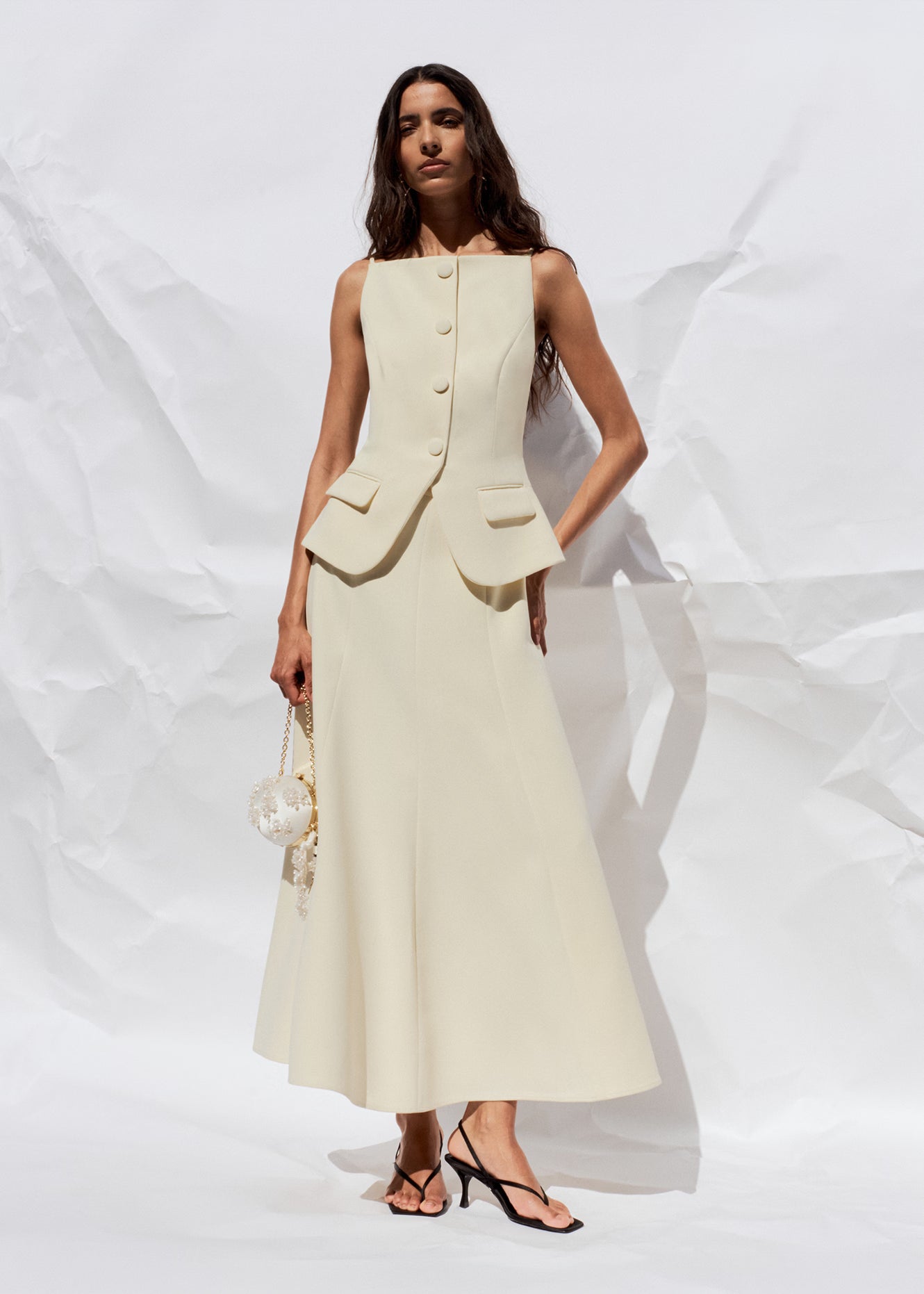 Self Portrait Yellow Crepe Peplum Midi Kleid UK 8