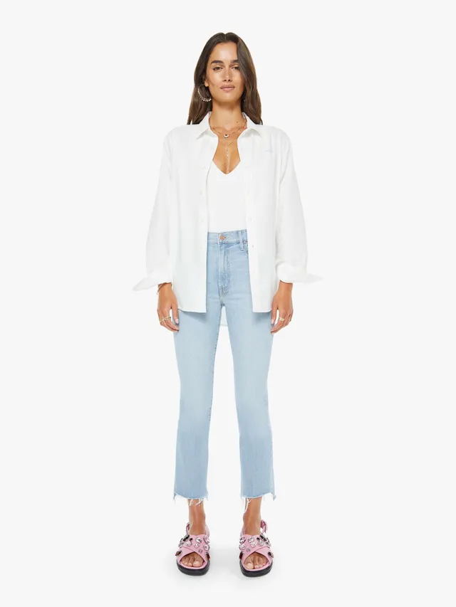 Mother Denim Insider Crop Step Fray Bootcut Jeans Hellblau