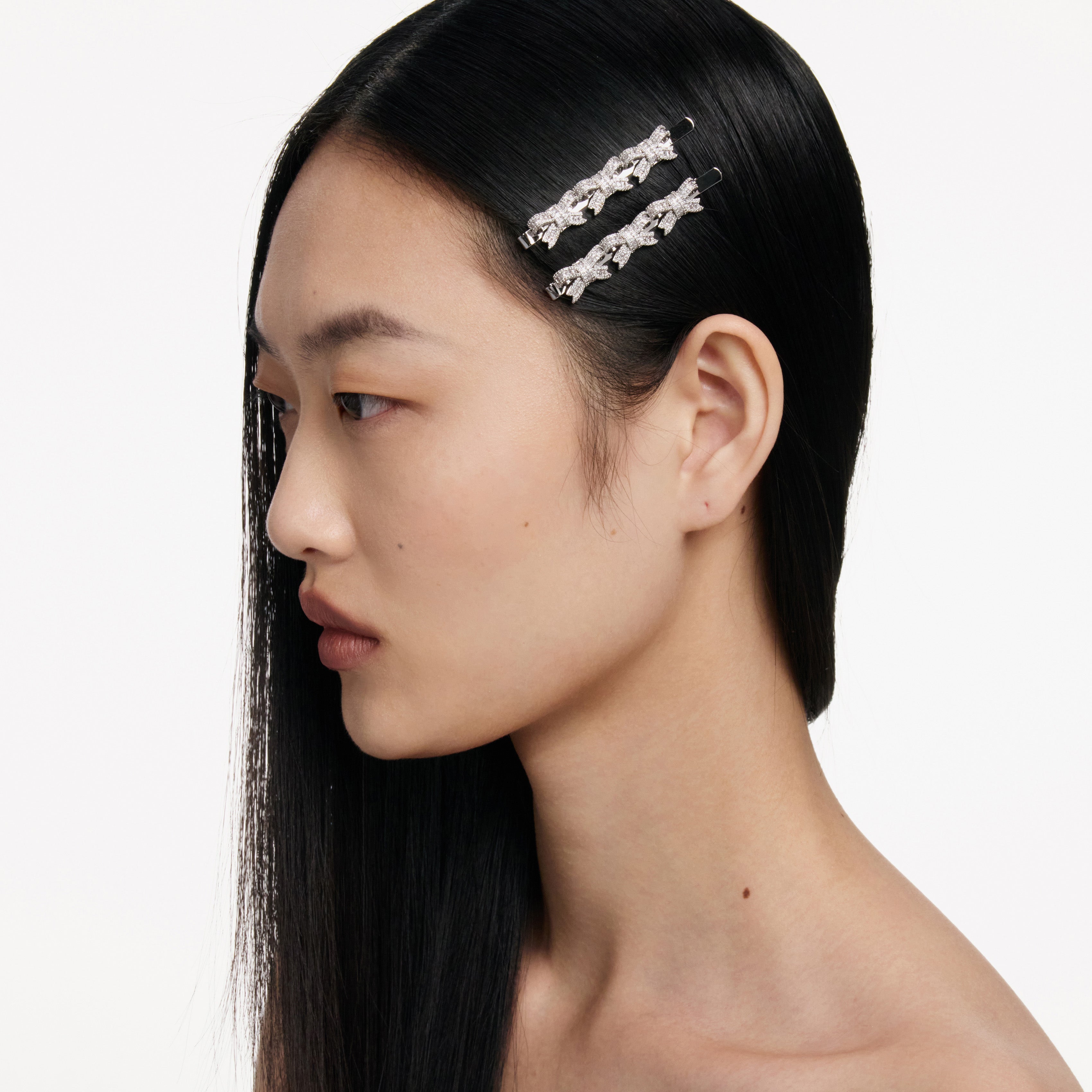 Self Portrait Hair Haarspangen Silber Kristall Schleife