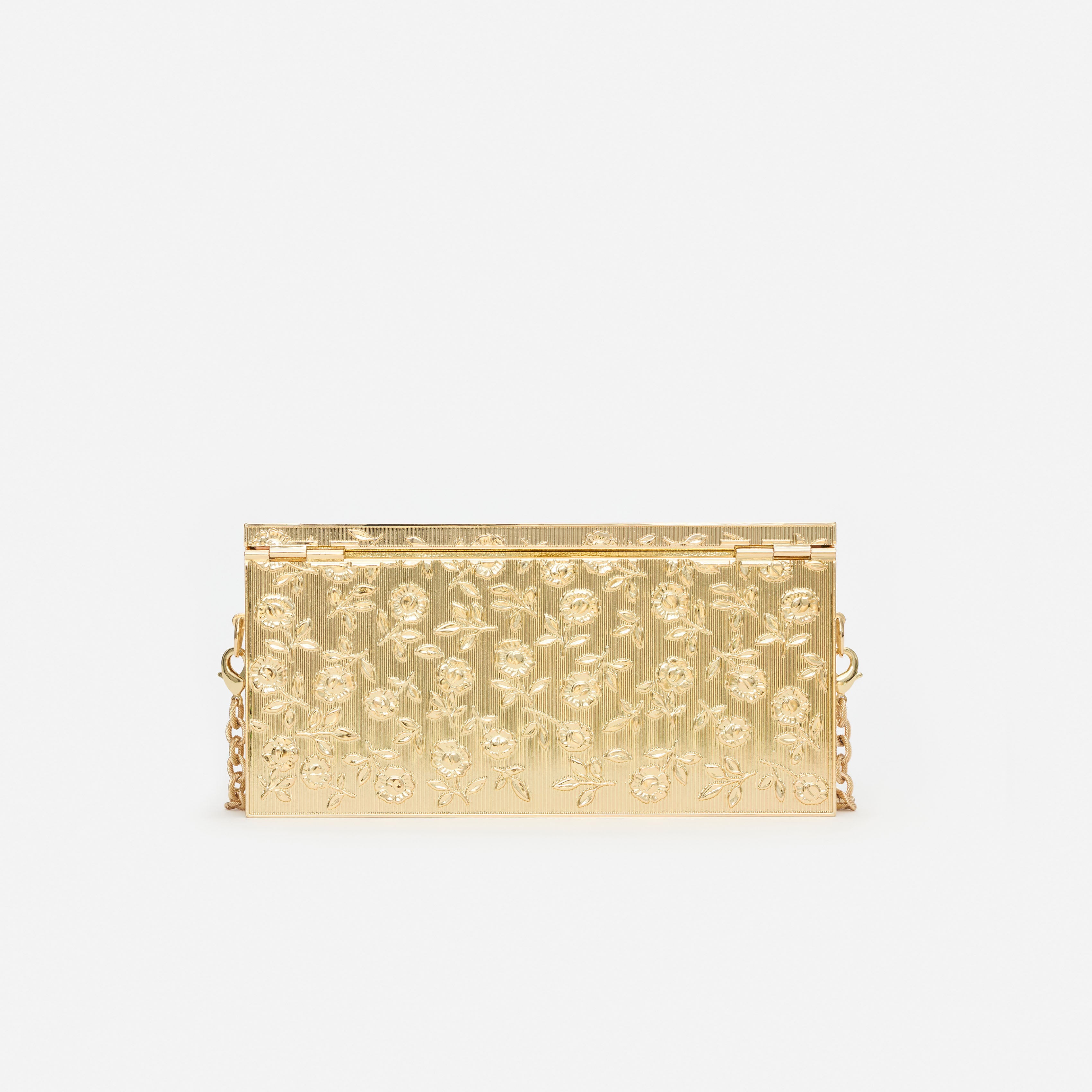 Self Portrait Gold Floral Engraved Tasche Clutch Gold One Size
