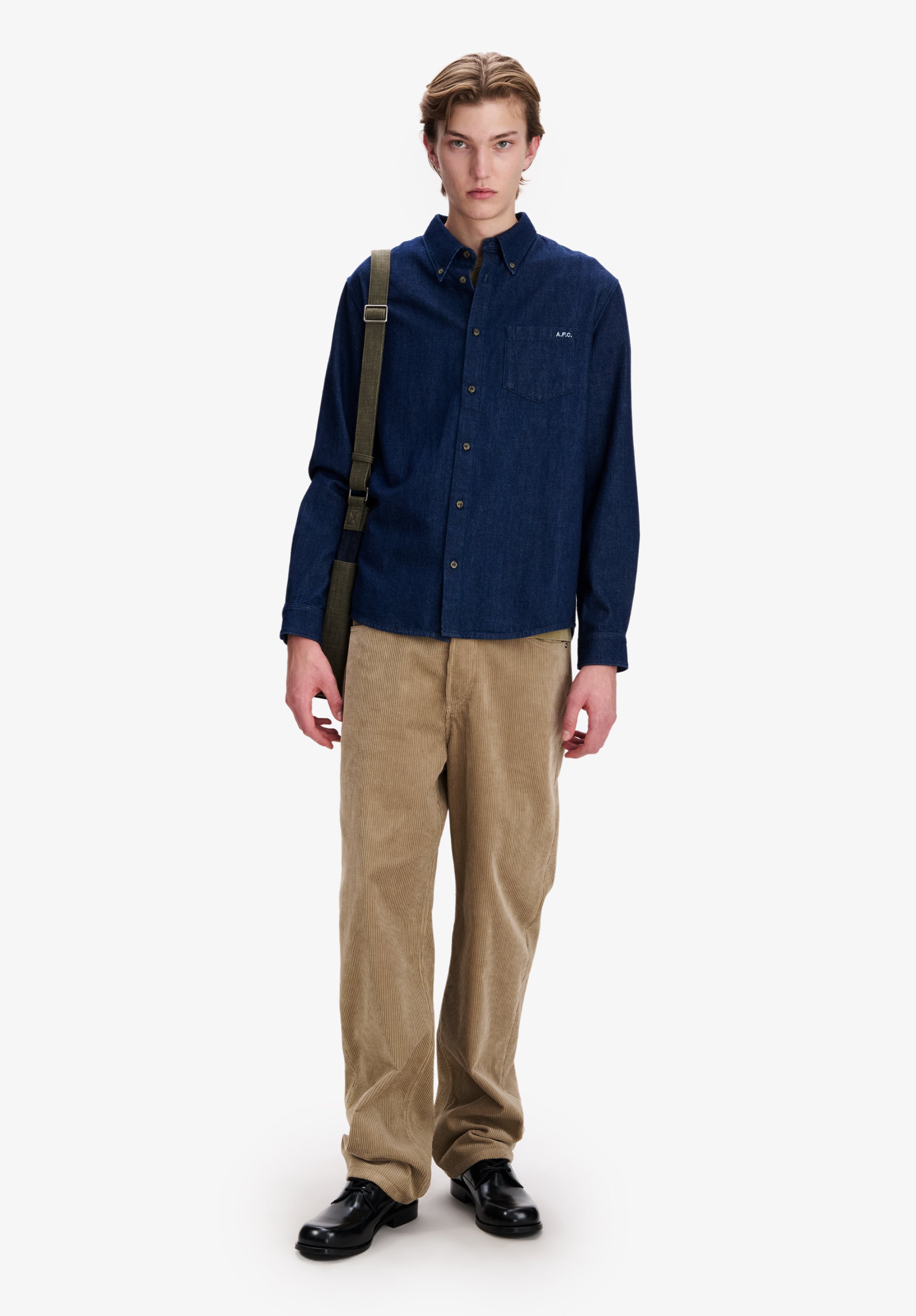 A.P.C. Hemd Denim indigo Bio-Baumwolle Button-Down