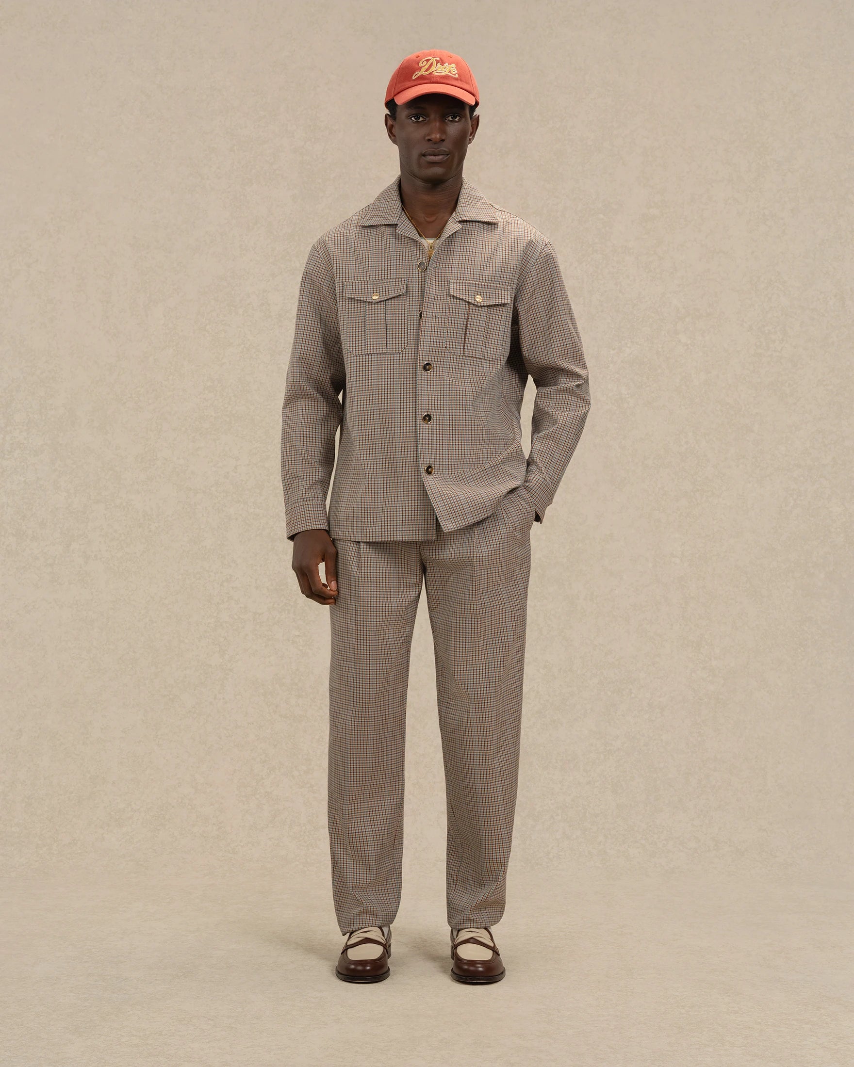 Drôle De Monsieur Surchemise à Carreaux Overshirt Beige Kariert