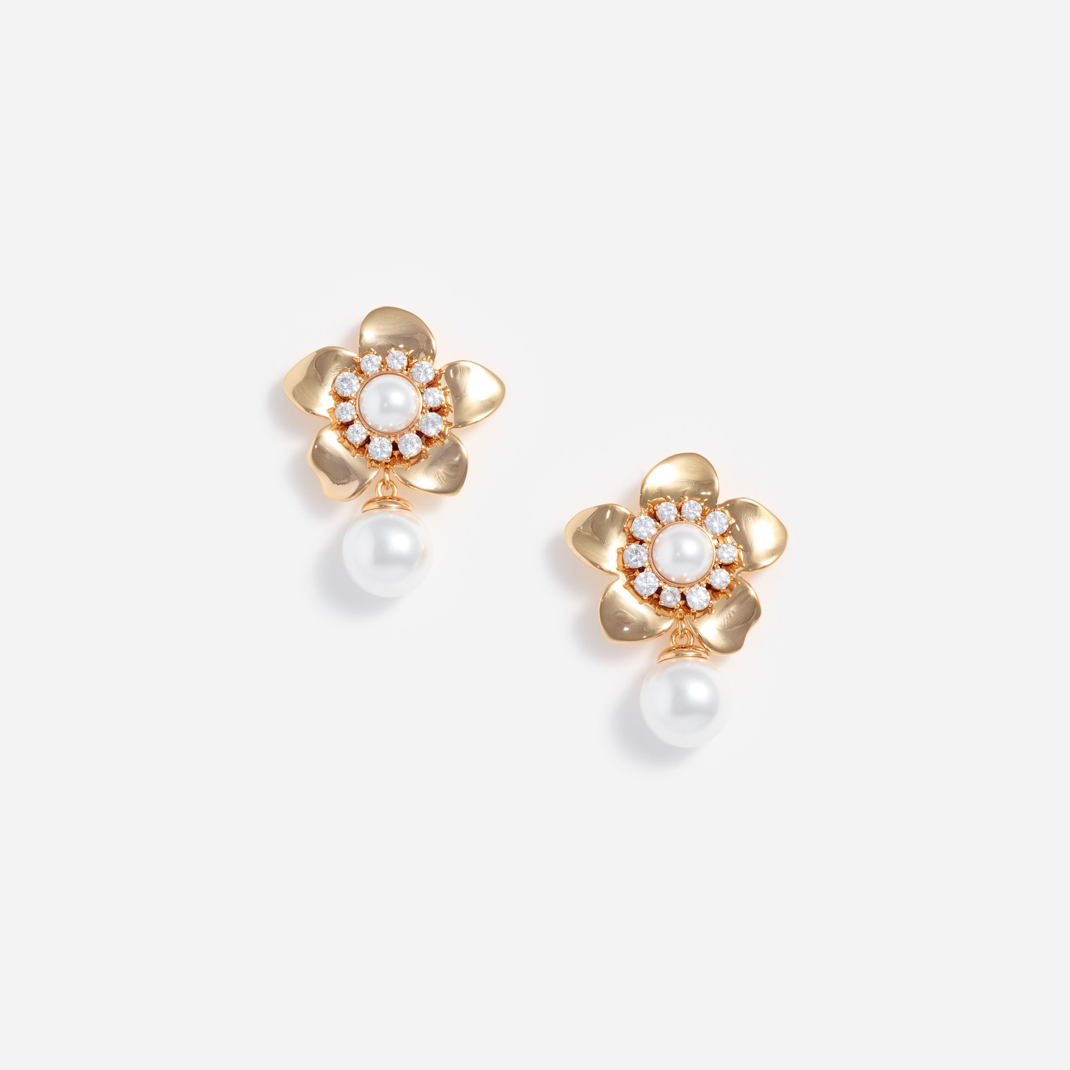 Self Portrait Jewellery Gold Flower Pearl Ohrringe One Size Blume