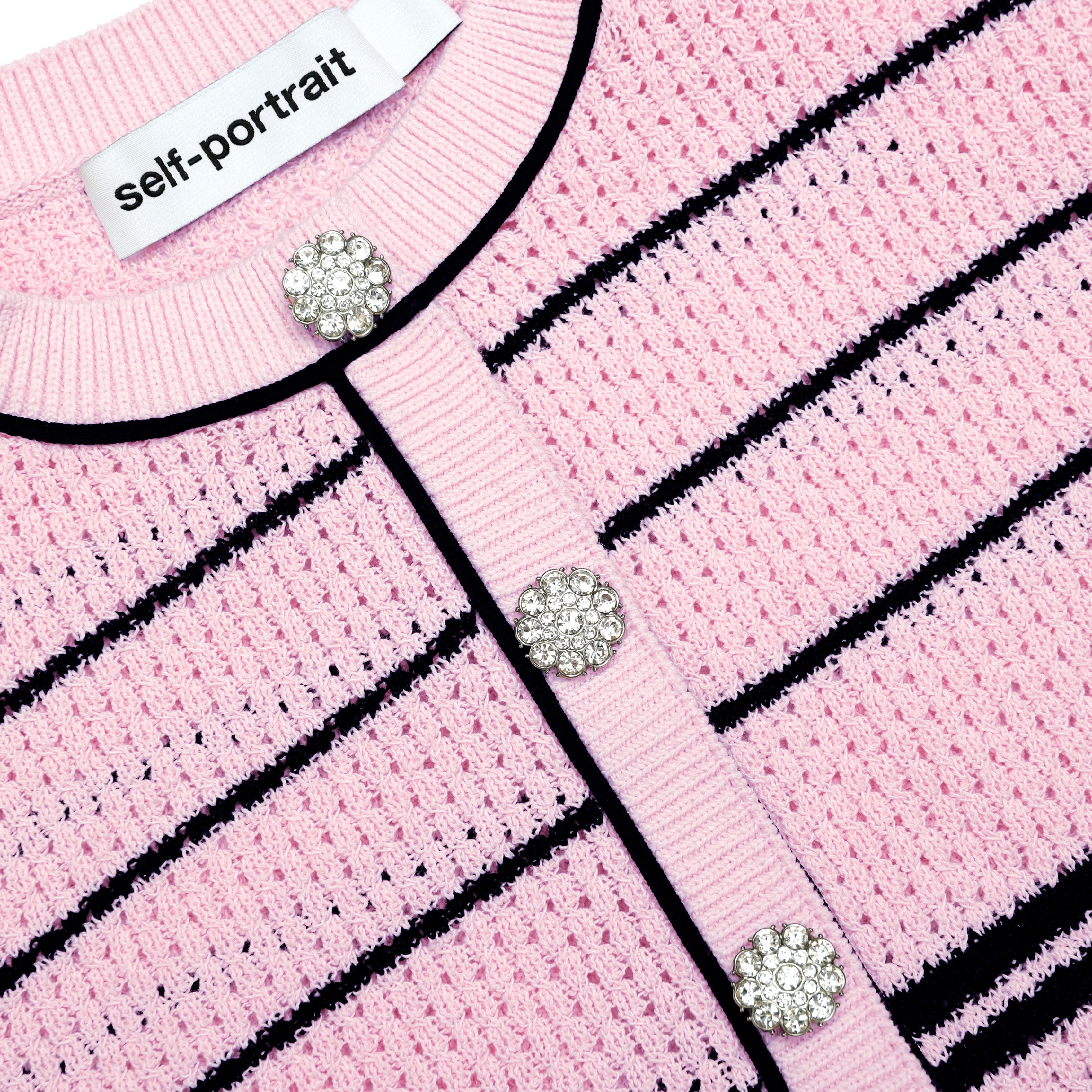 Self Portrait Pink Stripe Knit Mini Kleid S Rosa Baumwolle