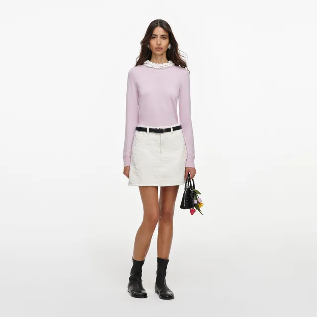 Self Portrait Knitwear Pink Flower Light Knit Jumper Strickpullover Rosa