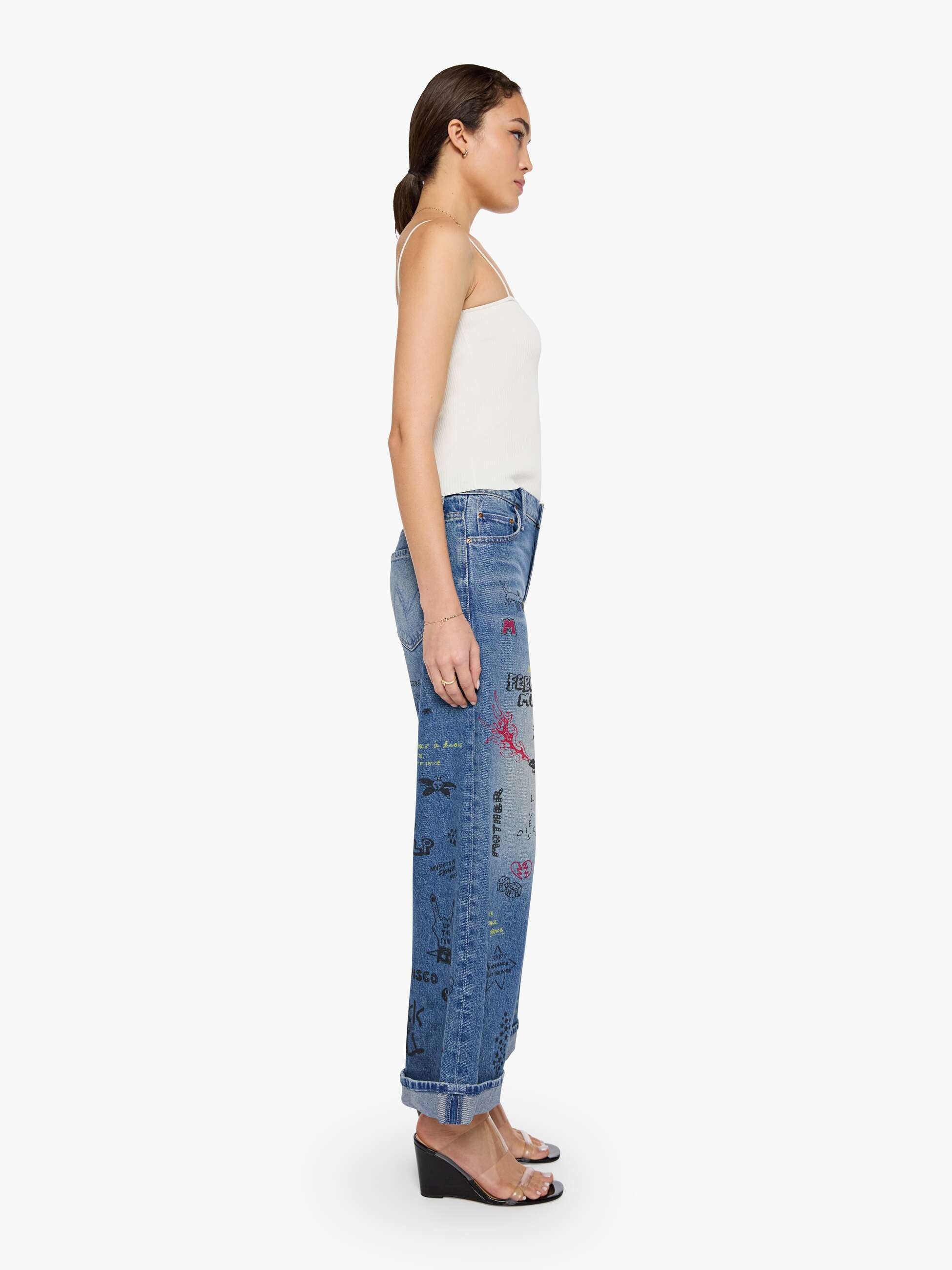 MOTHER SNACKS! Smoothie Flood Cuff Jeans Tootsie Mittelblau