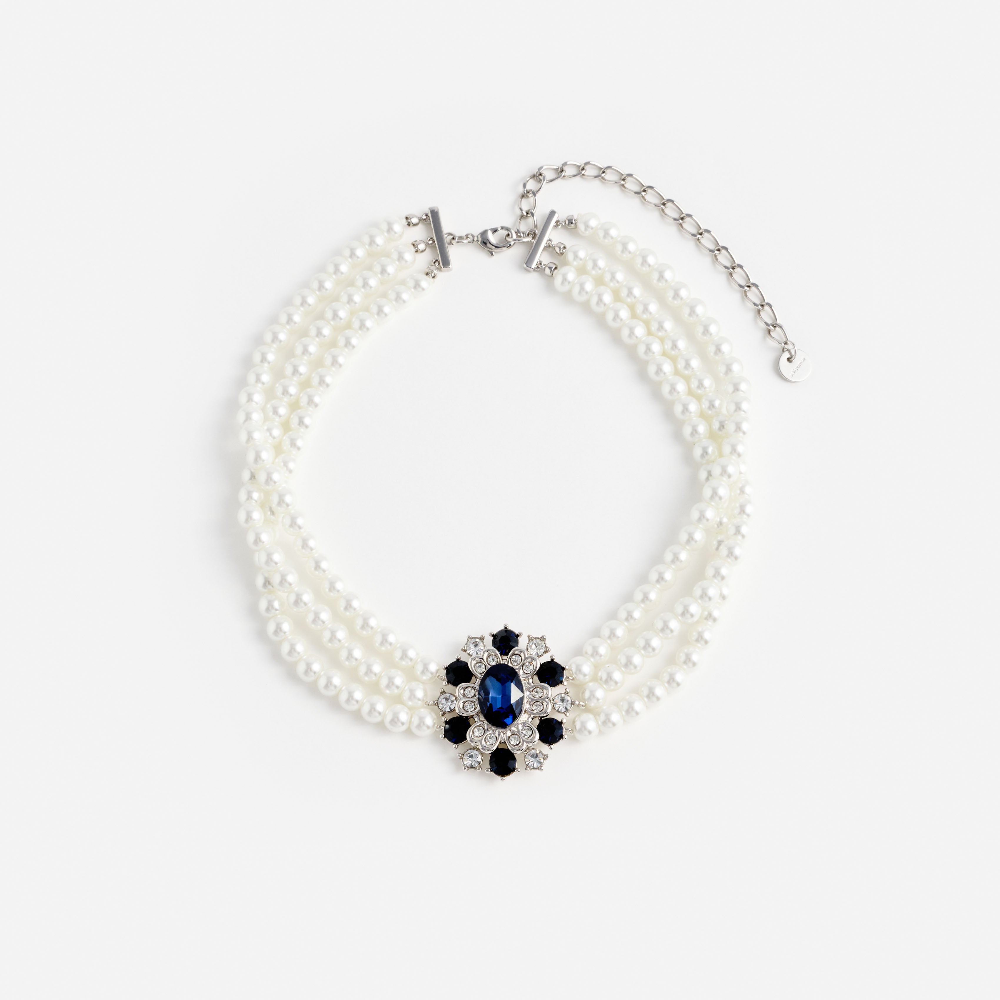 Self Portrait Blue Crystal Pearl Choker Perlenkette Blau