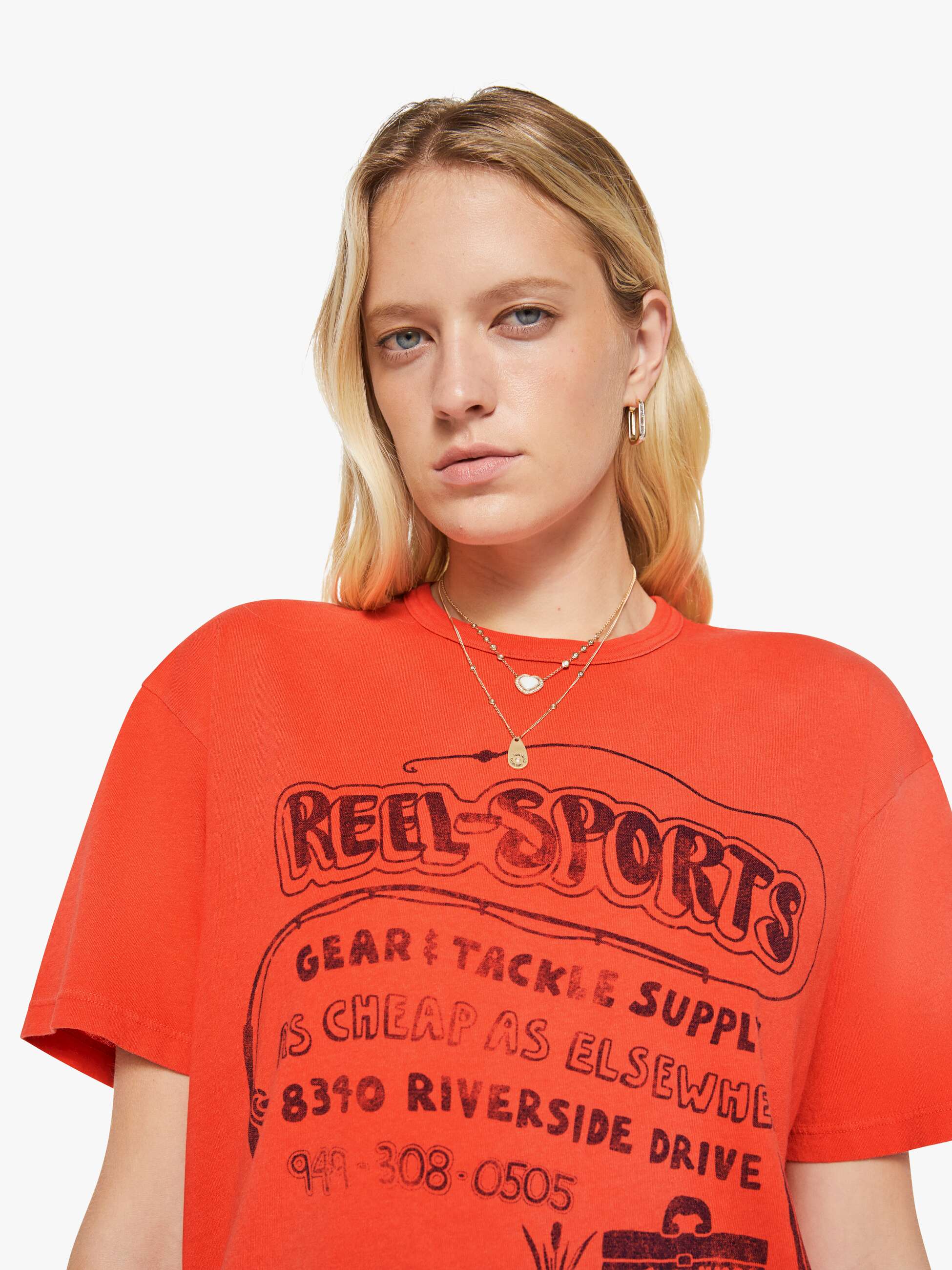 Mother The Lowdown Reel Sports T-Shirt Rot Baumwolle