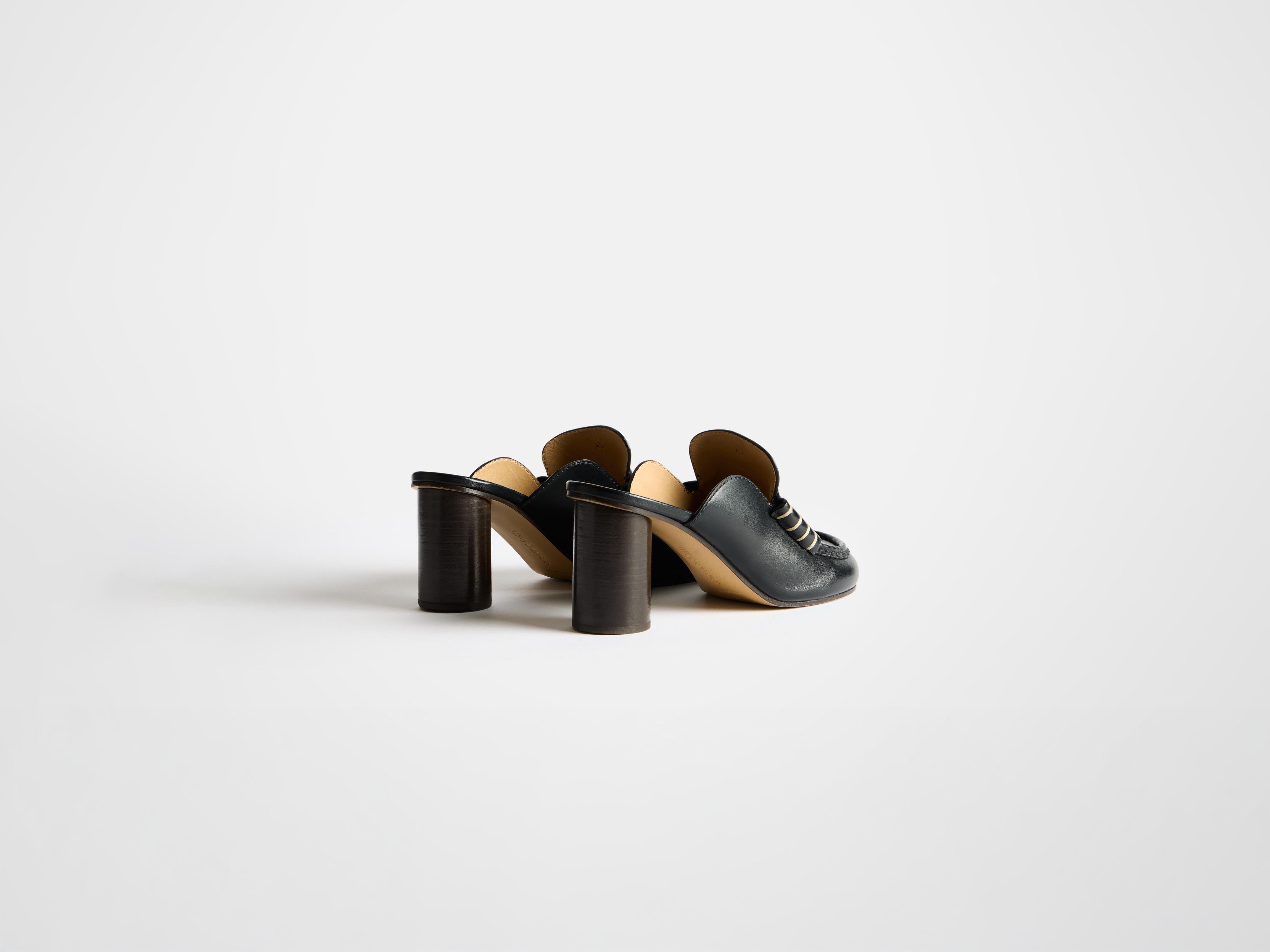 J.W.Anderson Shoes Heeled Loafer Mule Schwarz Nappa-Leder