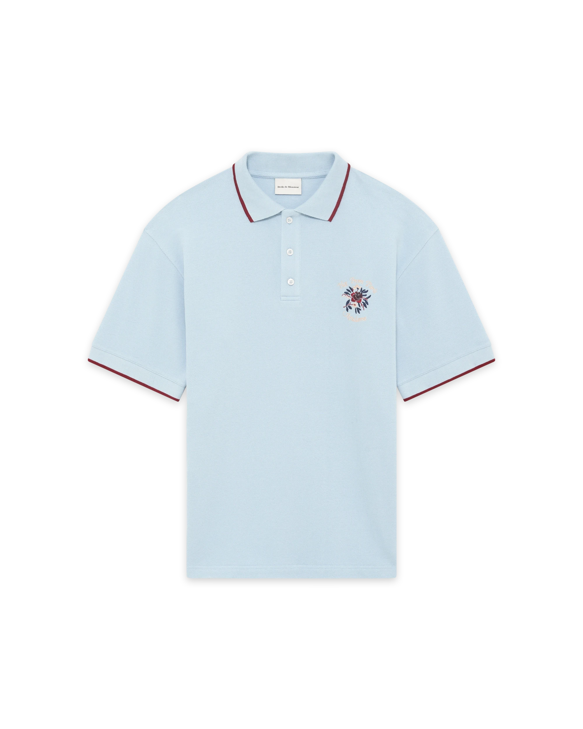 Drôle De Monsieur Le Polo Piqué Slogan Hellblau Baumwolle
