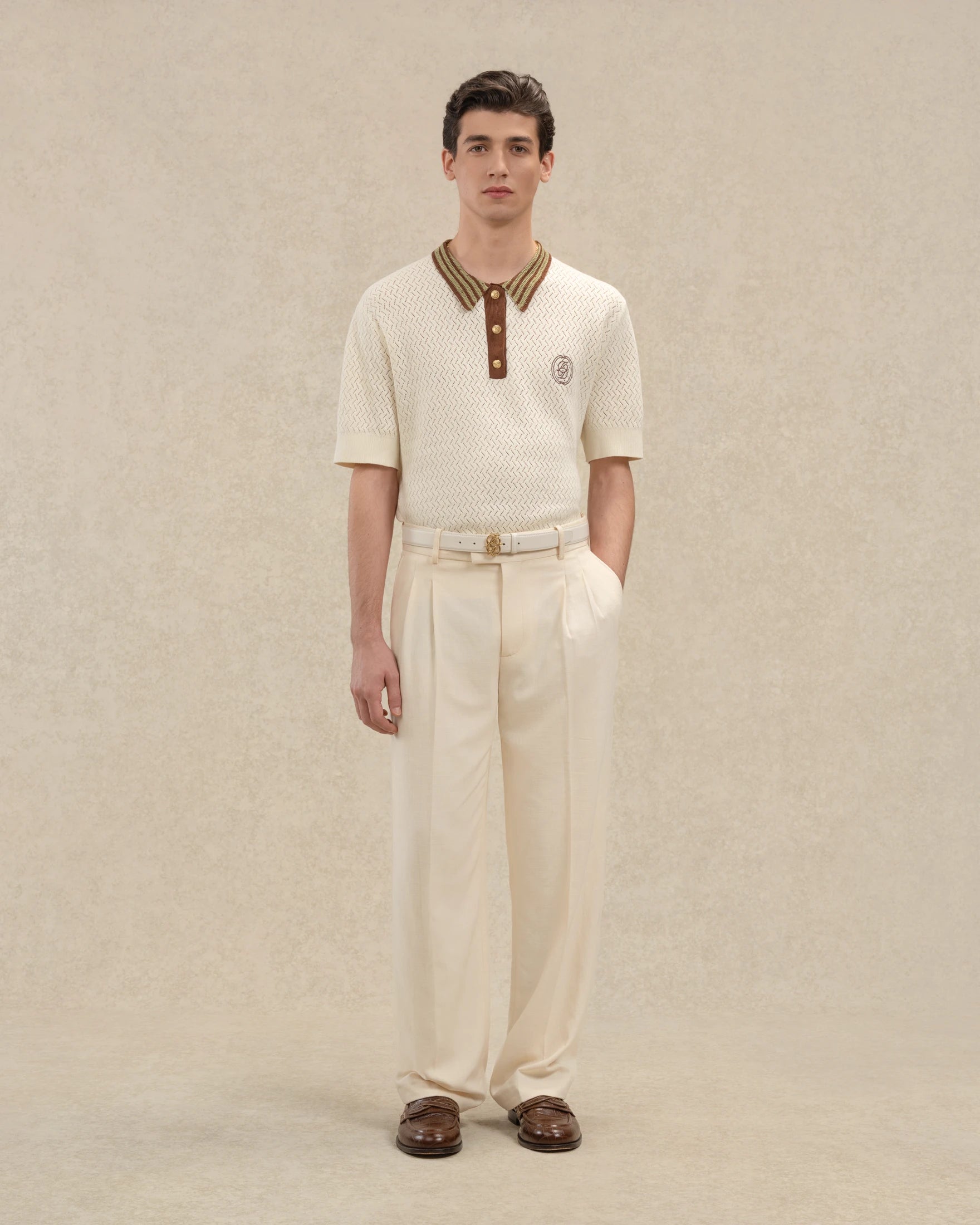 Drôle De Monsieur Polo Maille Ajouré D Poloshirt off-white Baumwolle