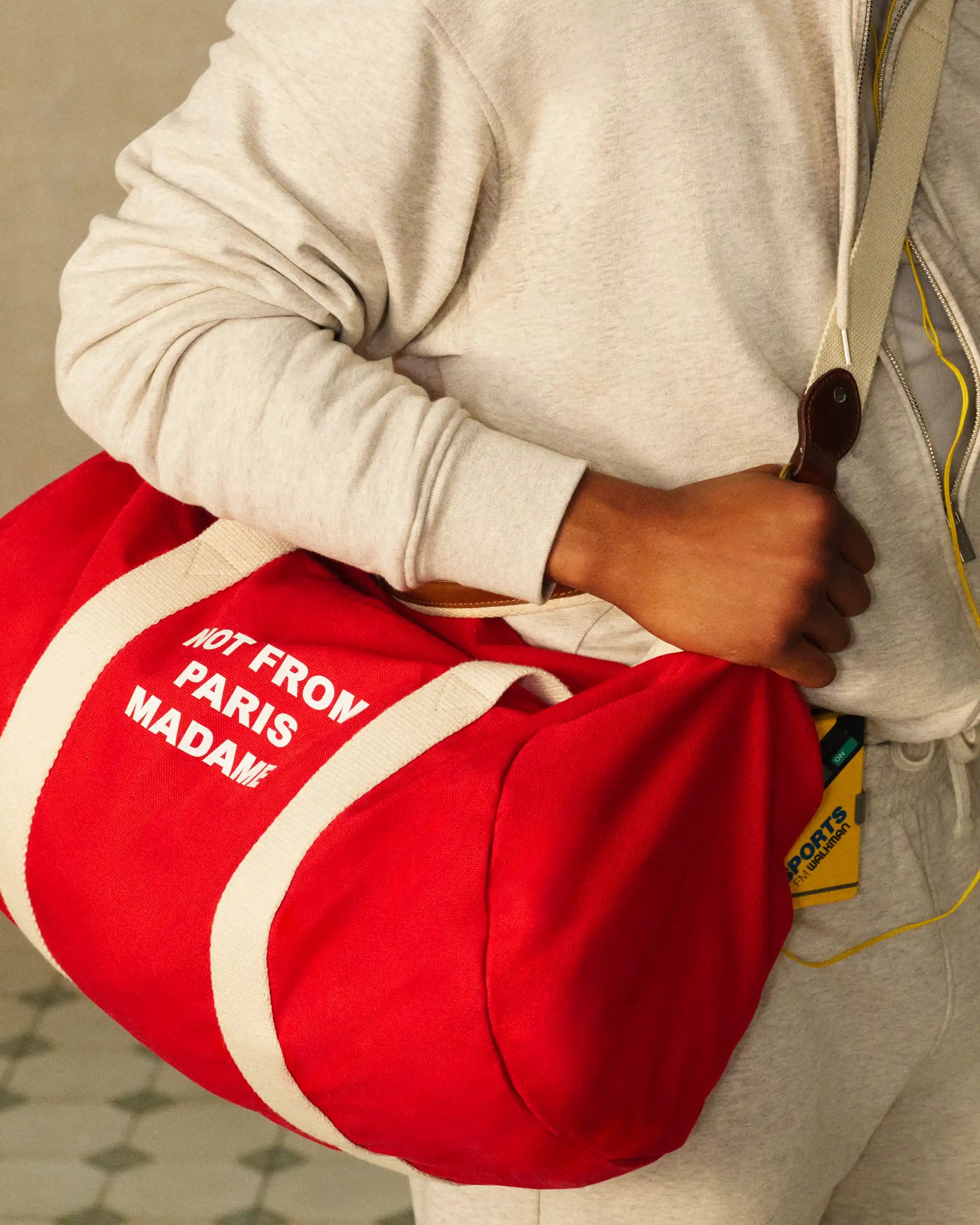 Drôle De Monsieur Canvas Gym-Bag Rot Slogan Baumwolle