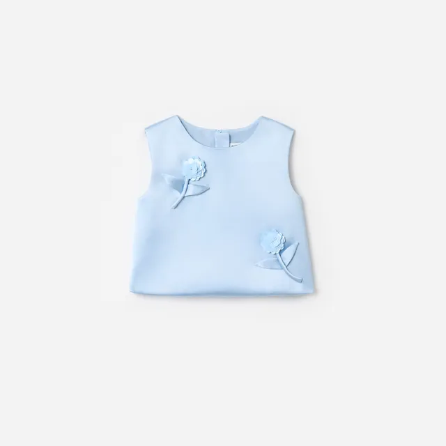 Self Portrait Satin Pailletten Top Blau Blumen Kinder