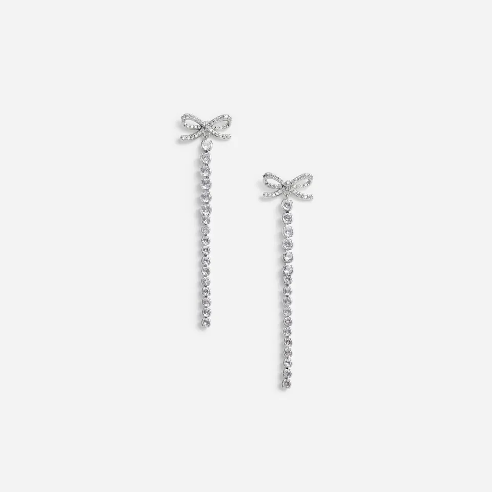 Self Portrait Crystal Bow Droplet Ohrringe Silber One Size
