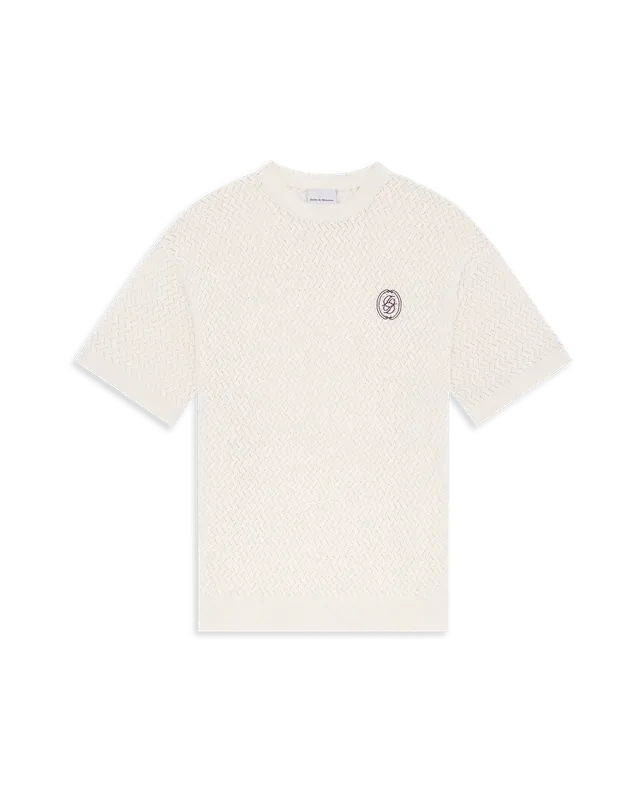 Drôle De Monsieur Ajourée D Miroir Strickshirt Off White Baumwolle