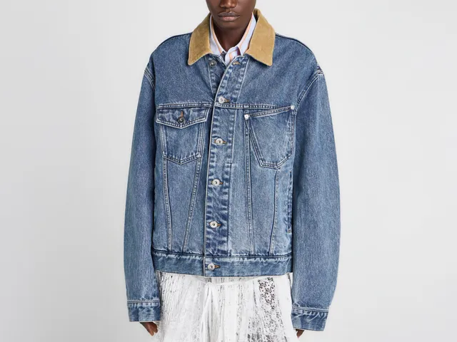 J.W.Anderson Corduroy Collar Denim Jacke mittelblau