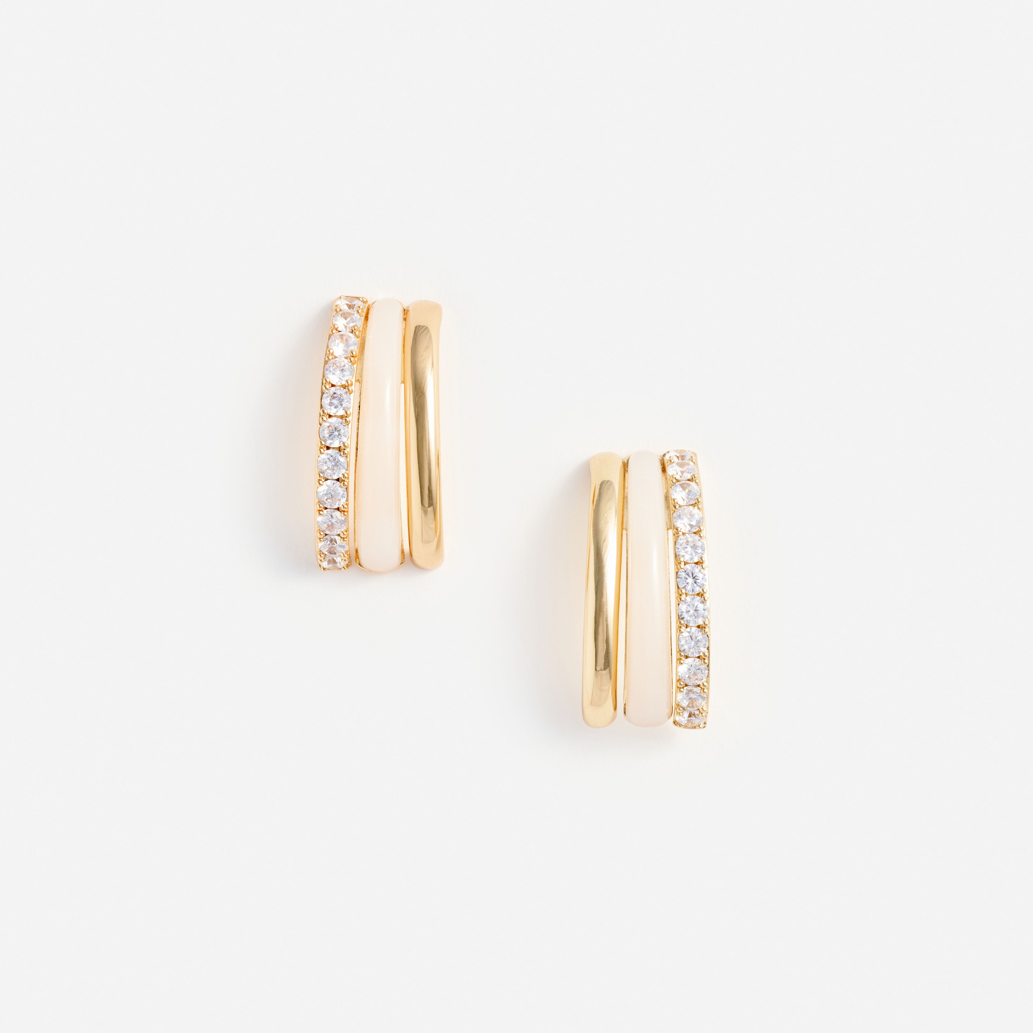 Self Portrait Creolen Gold Kristall Double Hoop Emaille