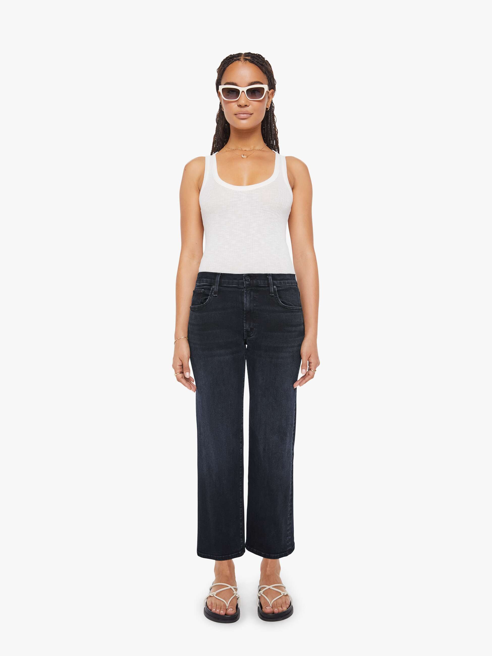 Mother Denim Lil Mid Rise Zip Rambler Jeans Dunkelblau