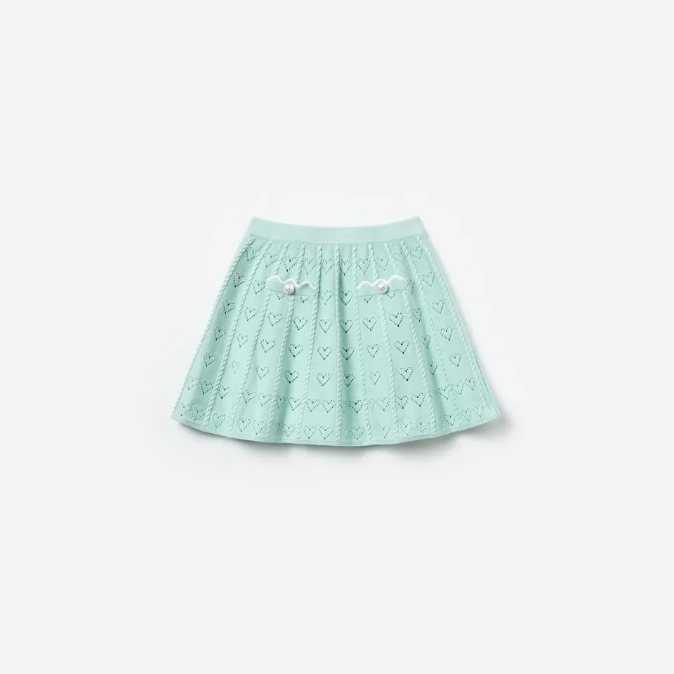 Self Portrait Bottoms Heart Knit Skirt Mint Kinder