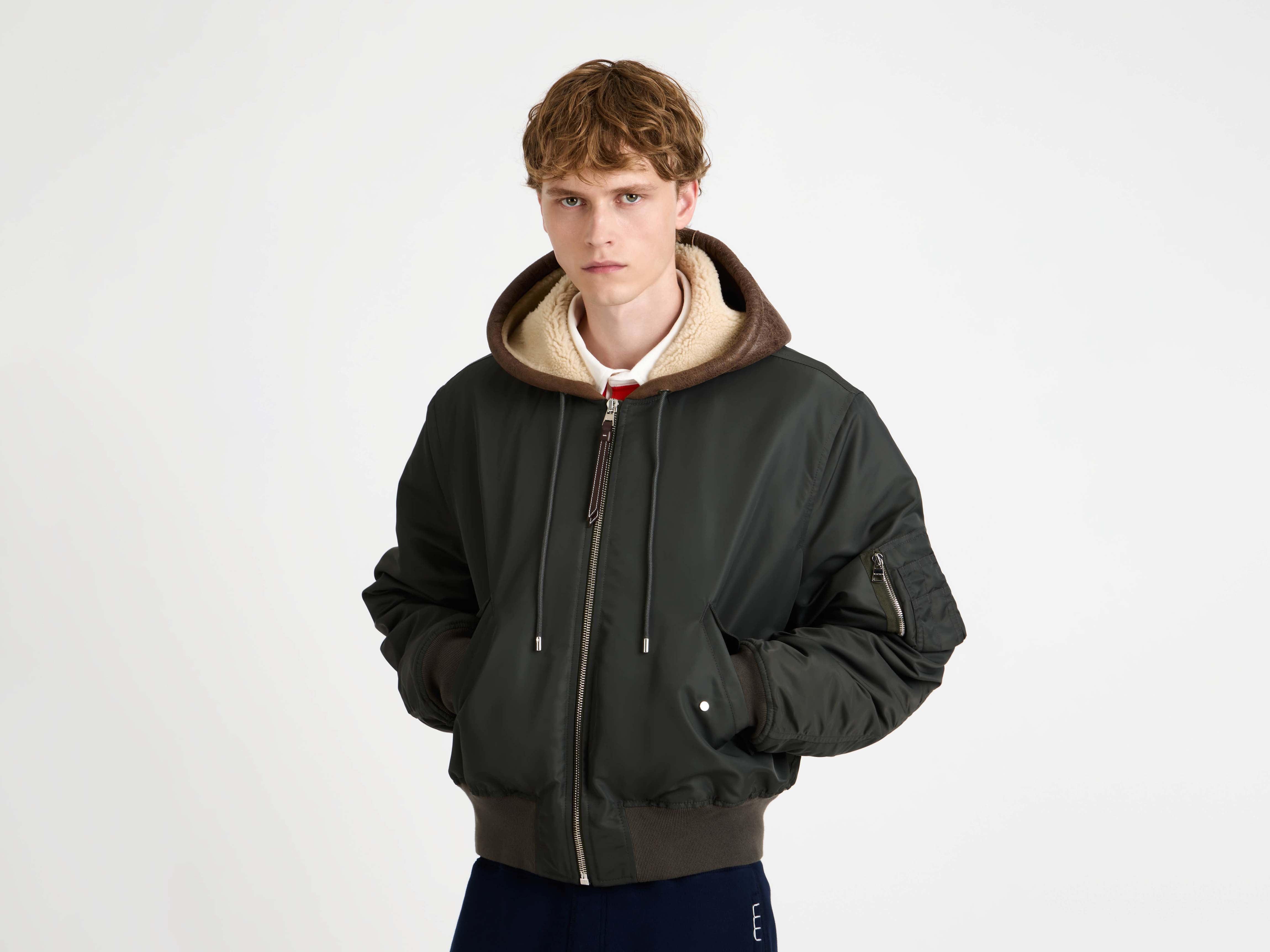 J.W.Anderson Hooded Bomber Jacke Herren Dunkelkhaki Kapuze