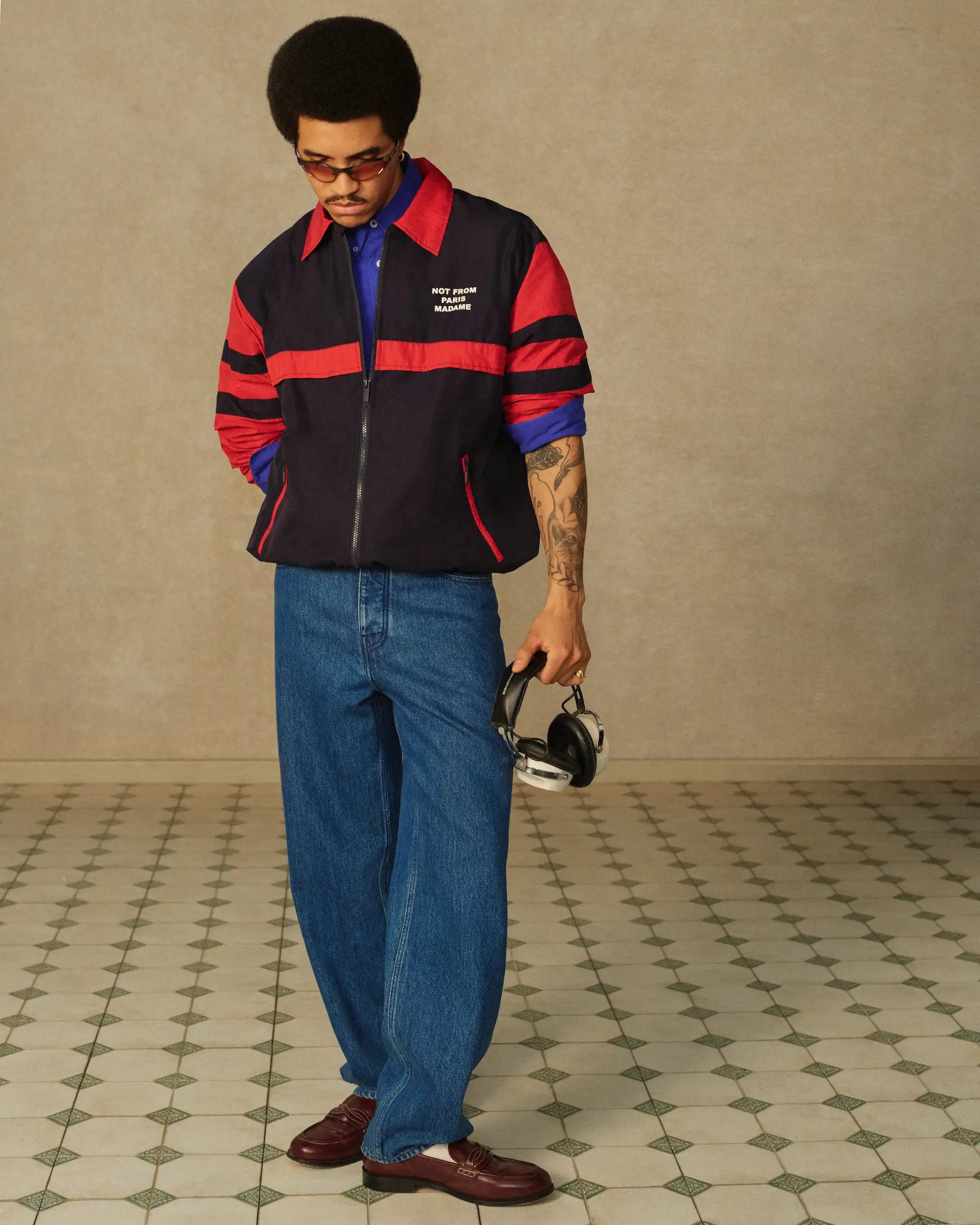 Drôle De Monsieur Slogan Nylon Jacket Jacke Navy Polyamid