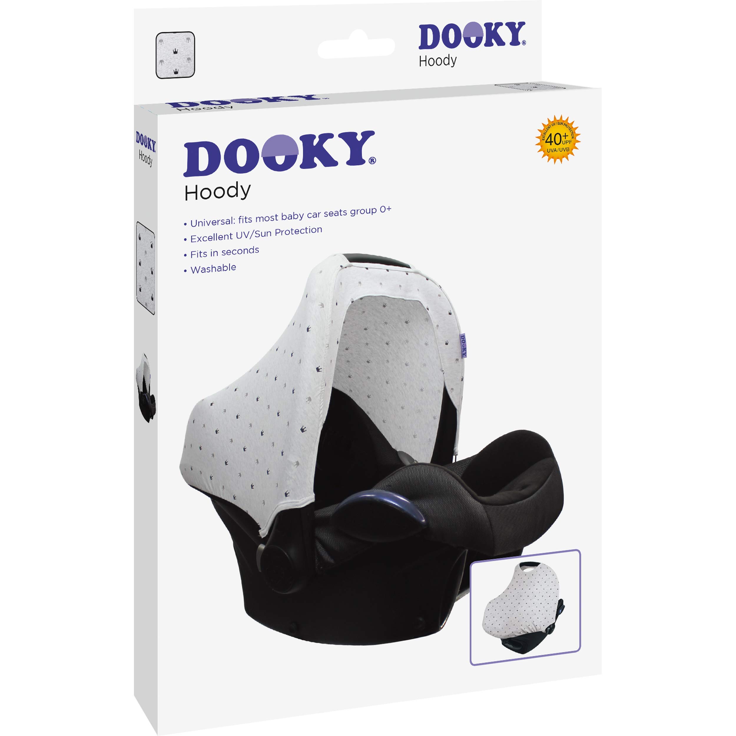 Dooky Hoody Combi Pack Sonnenschutz Babyschale Light Grey Crown Hellgrau