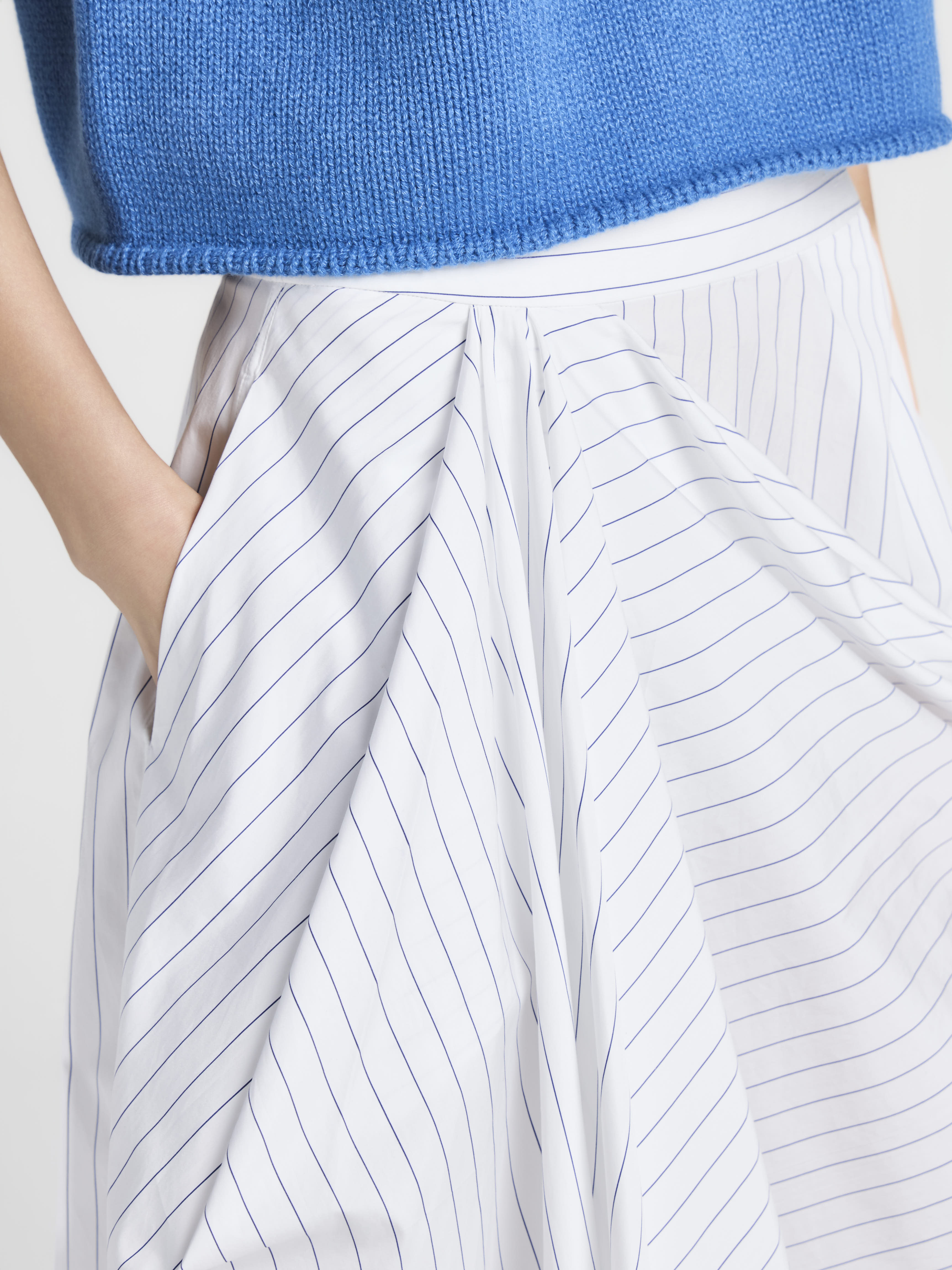 J.W.Anderson Rock Damen Weiß Blau Drapiert Asymmetrisch Baumwolle