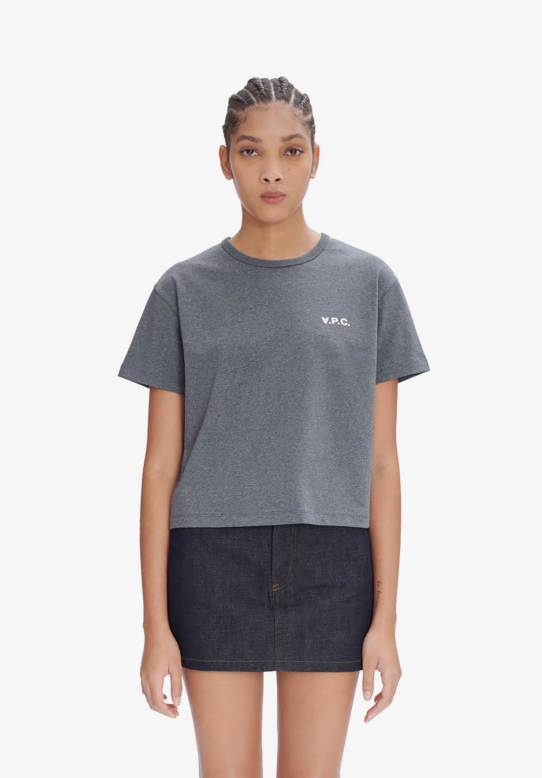A.P.C. Boxy Petit VPC T-Shirt Bio-Baumwolle Samtflock