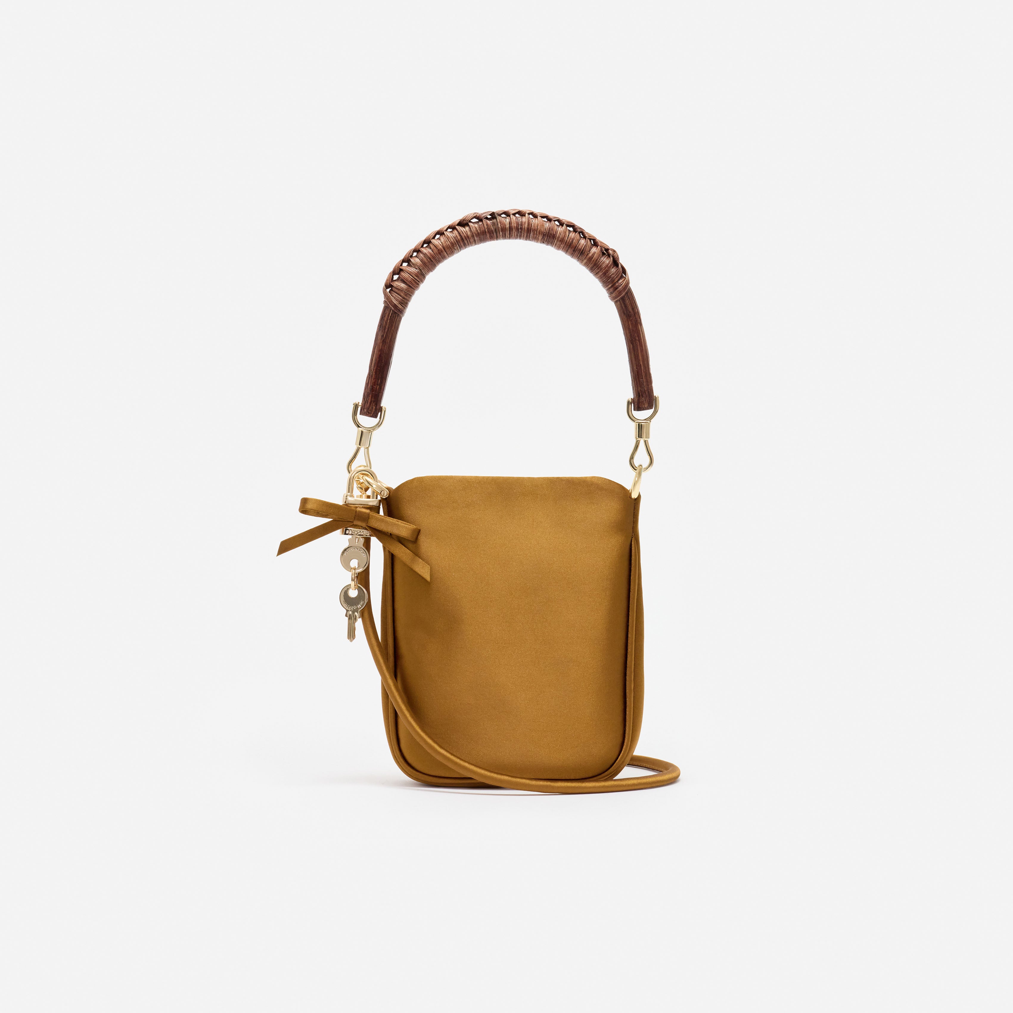 Self Portrait Gold Satin Mini Tote Tasche Henkel