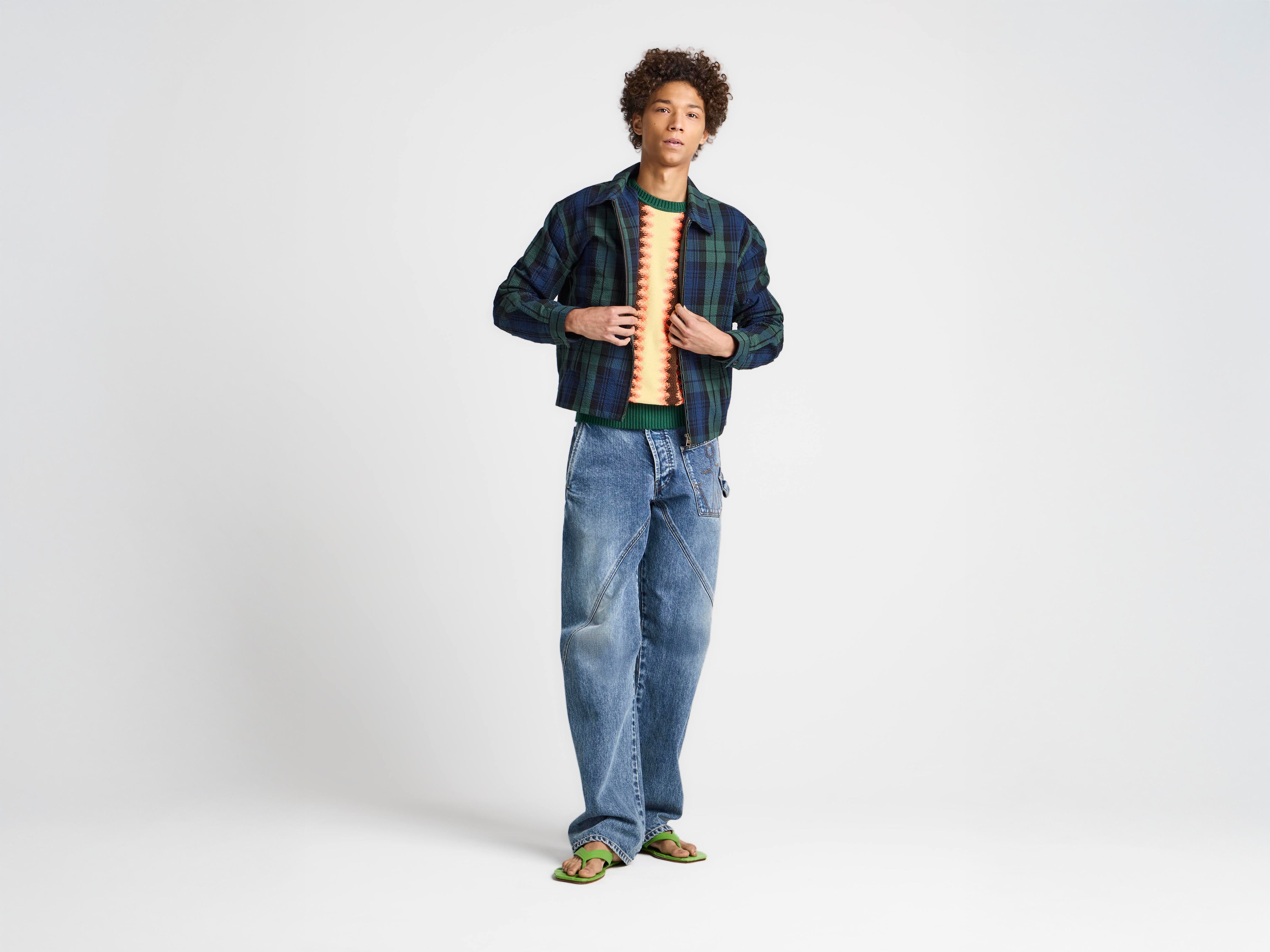 J.W.Anderson Front Zip Blouson Jacke Navy Green Baumwolle