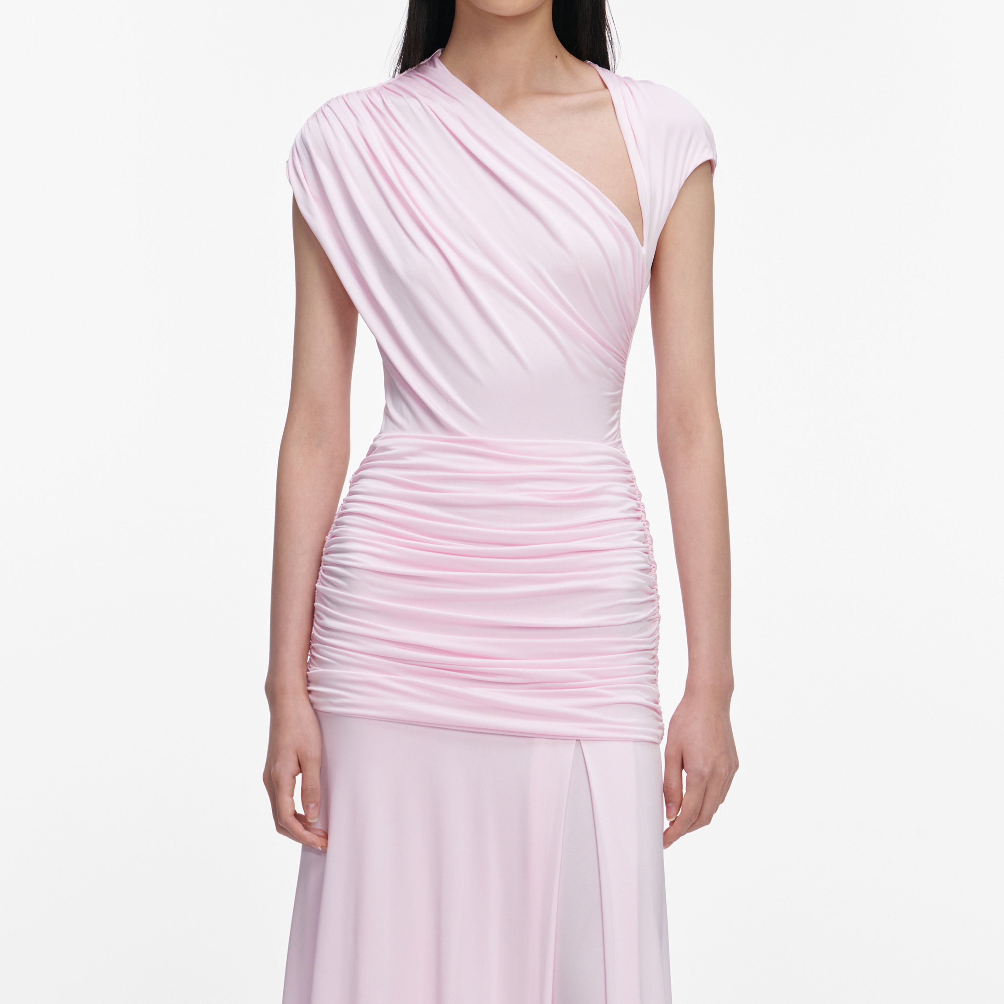 Self Portrait Pink Jersey Draped Maxi Dress Kleid Pink UK 6