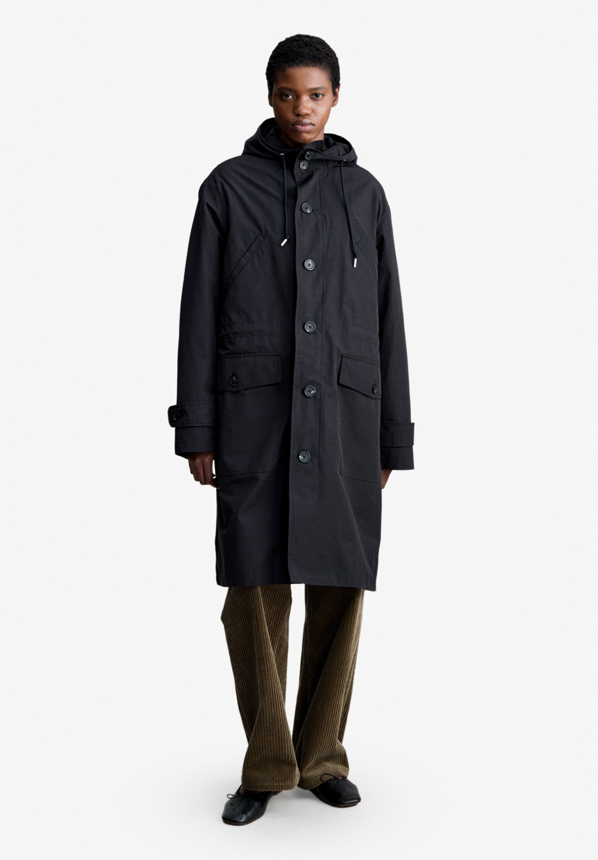 A.P.C. schwarzer Parka Größe M Wolle wasserabweisend