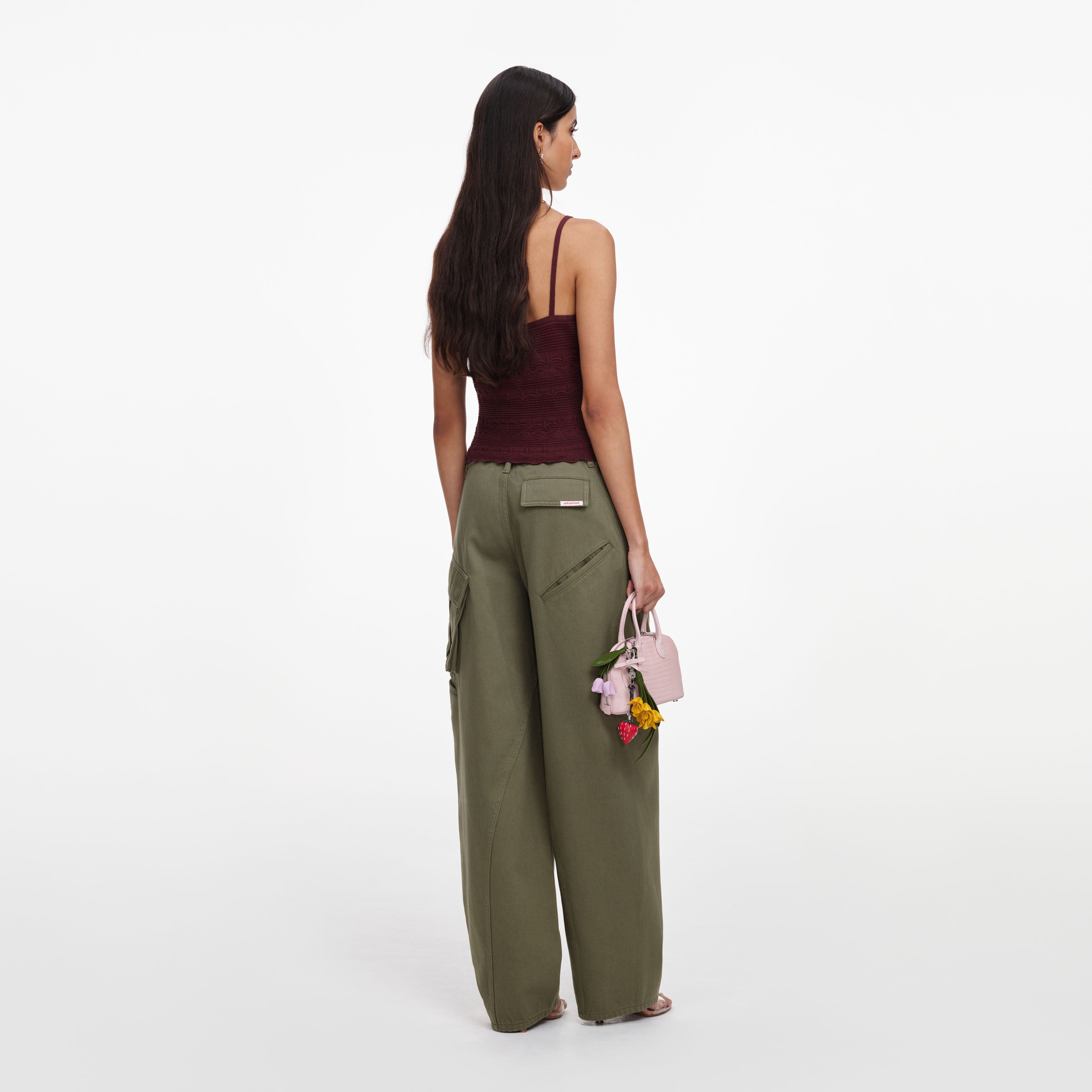Self Portrait Pointelle Knit Vest Stricktop Braun Schleife
