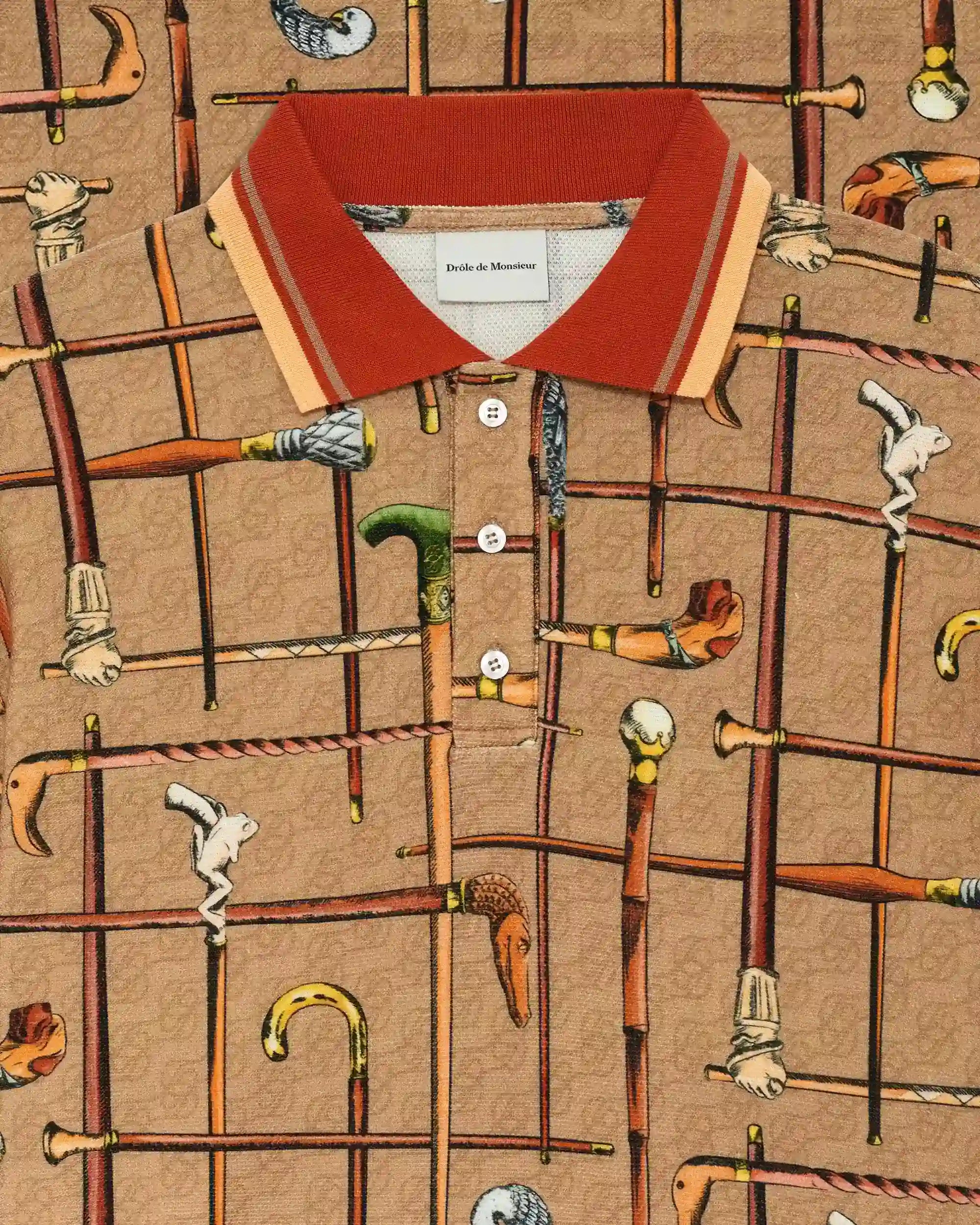 Drôle De Monsieur Polo Cannes Polo Dunkelbeige Print