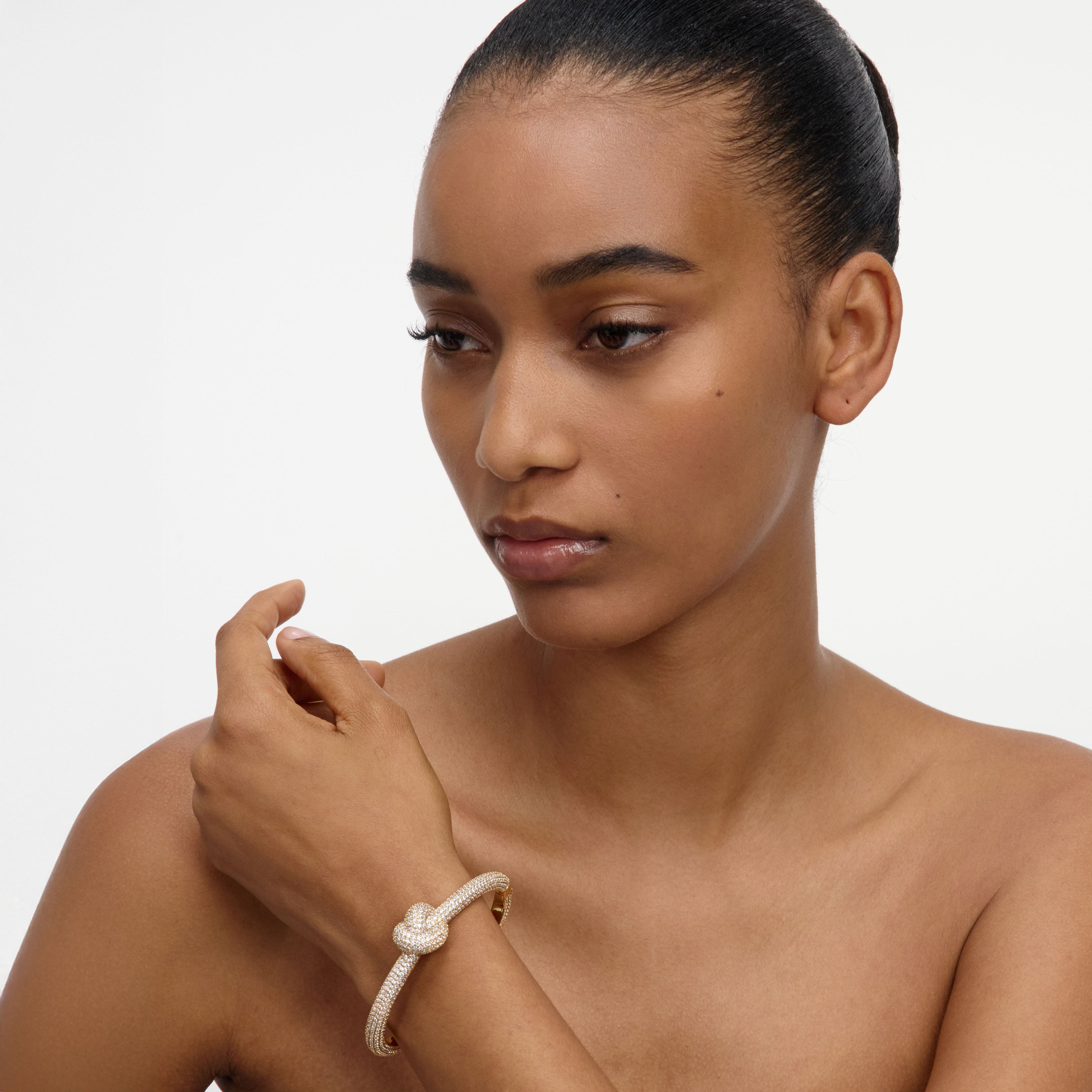 Self Portrait Knot Bangle Gold Kristall Armreif One Size