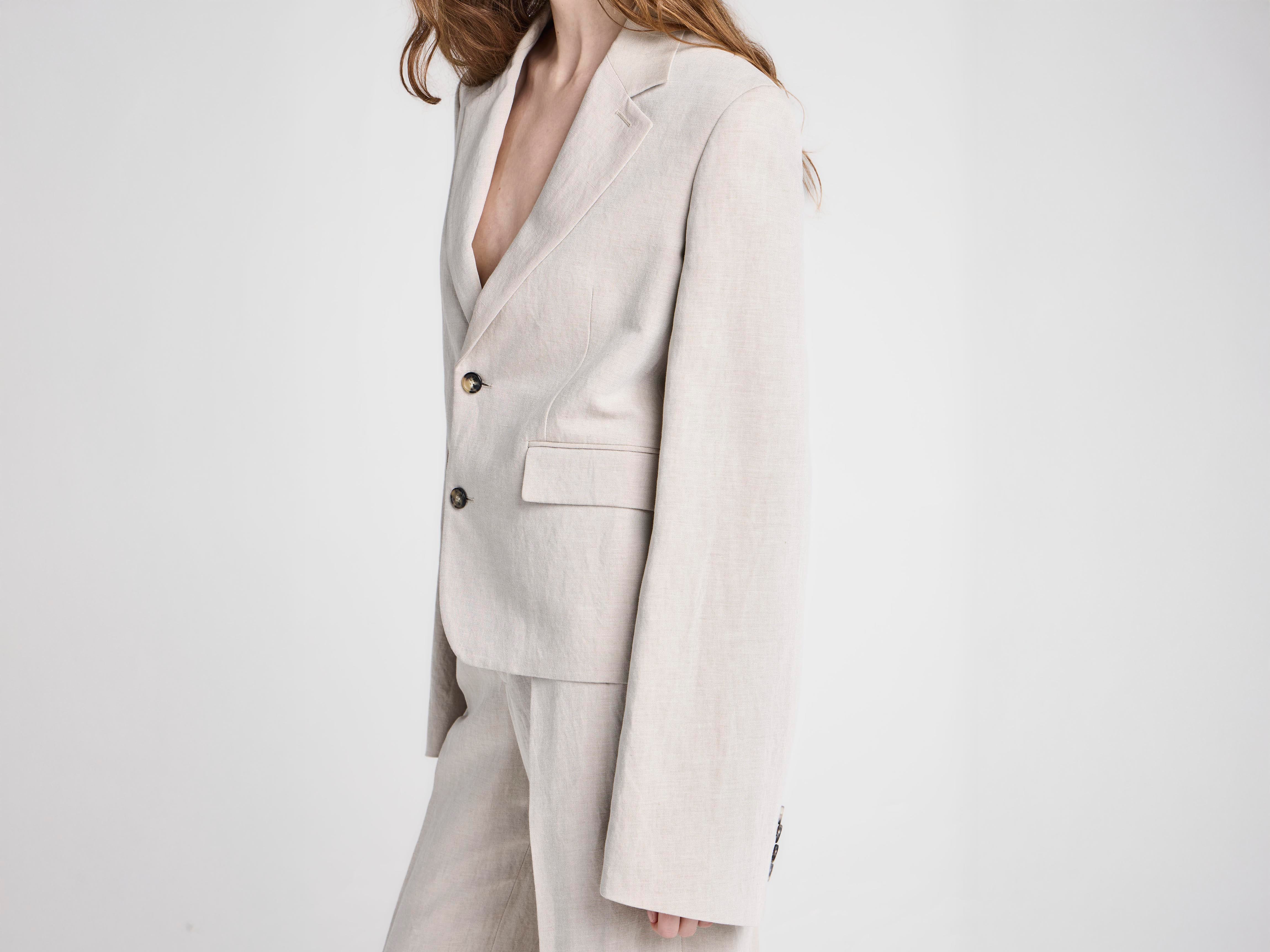 J.W.Anderson Weighted Sleeve Jacke Natural Leinen Damen