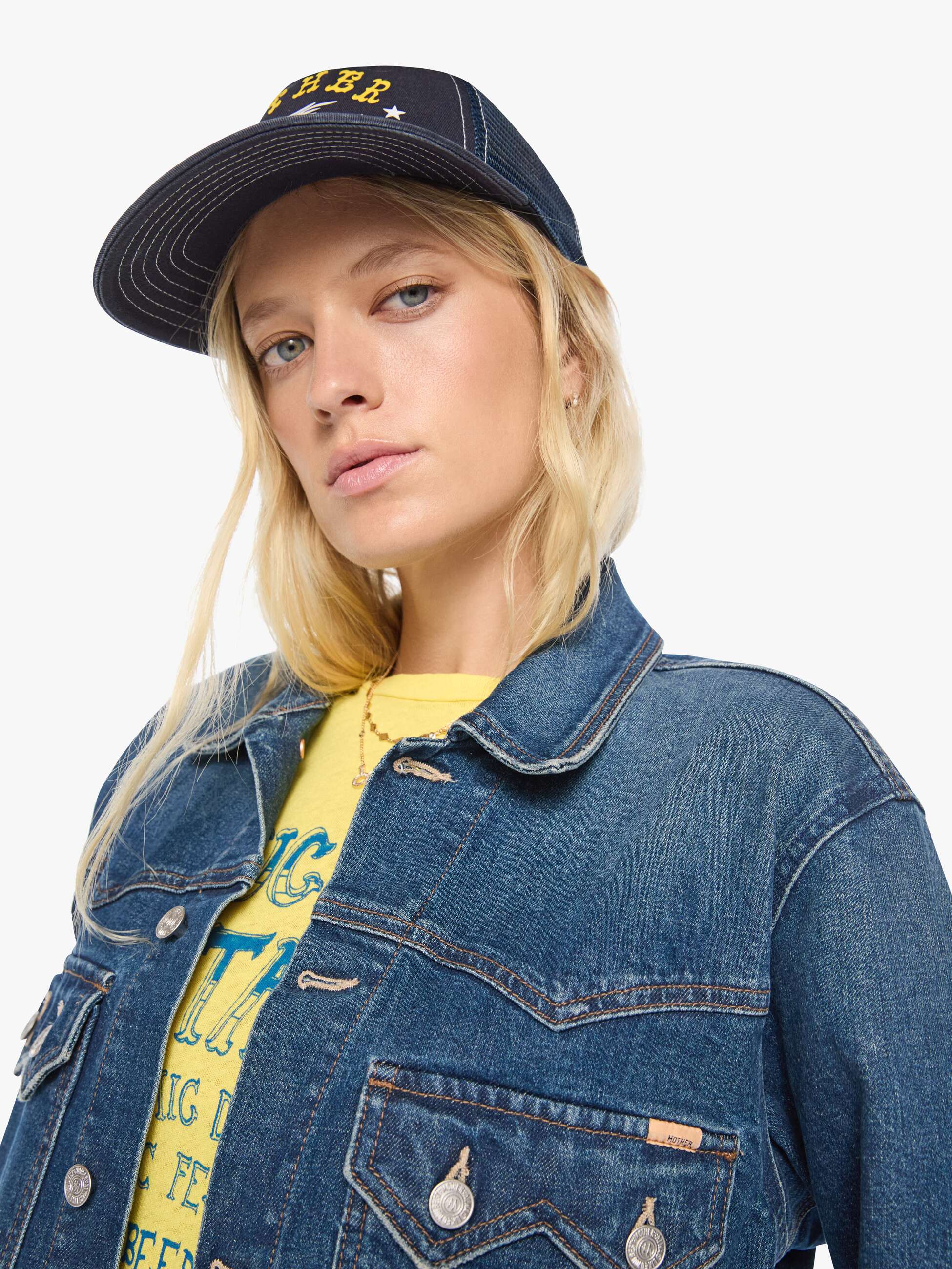 Mother Sawtooth Jeansjacke Bucka-Who Dunkelblau Denim