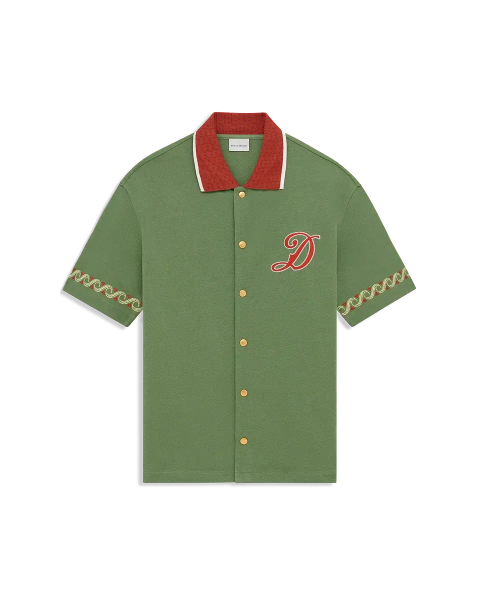 Drôle de Monsieur K-SH251 Hemd Water Green Stickerei Baumwolle