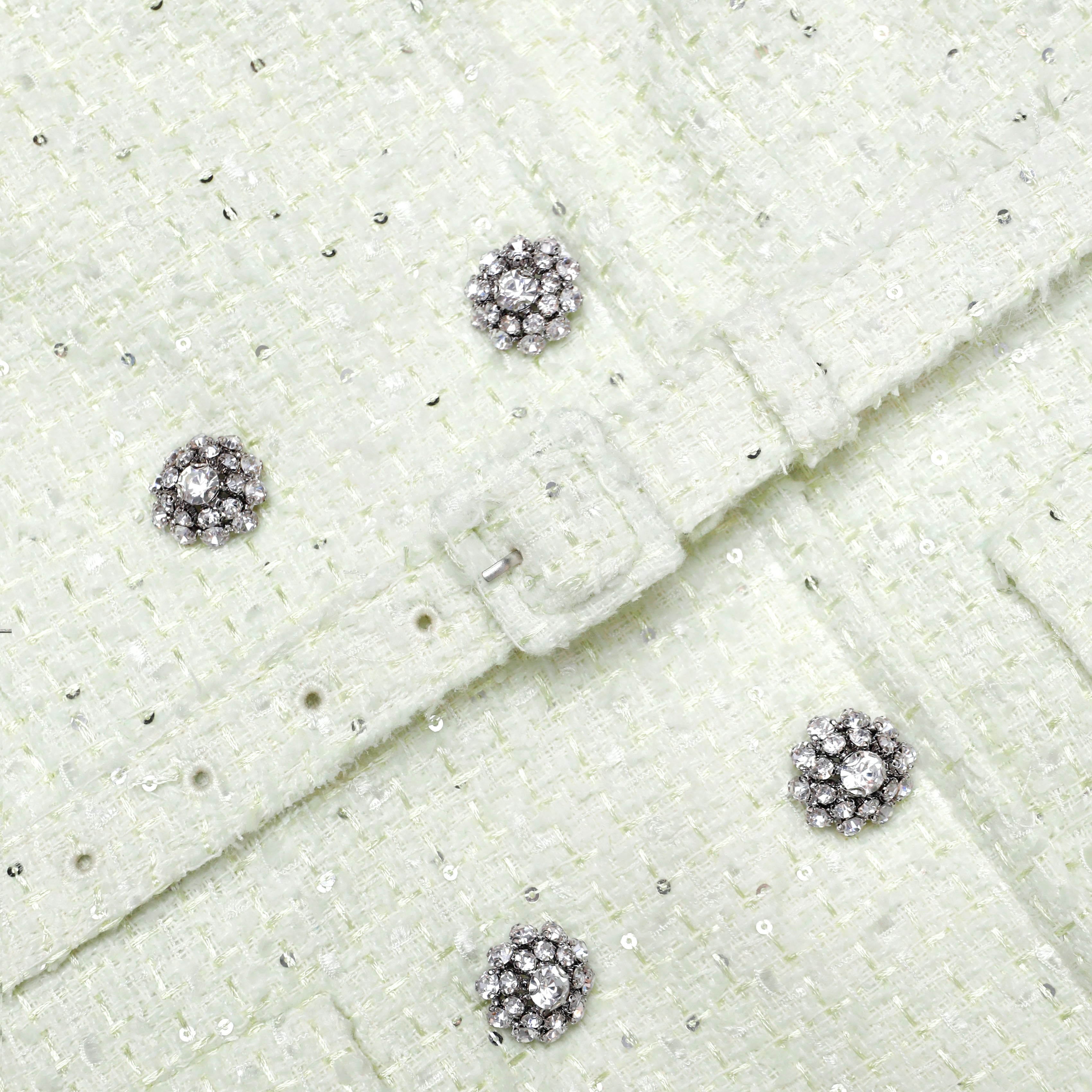 Self Portrait Lime Boucle Midi Kleid Grün Gürtel