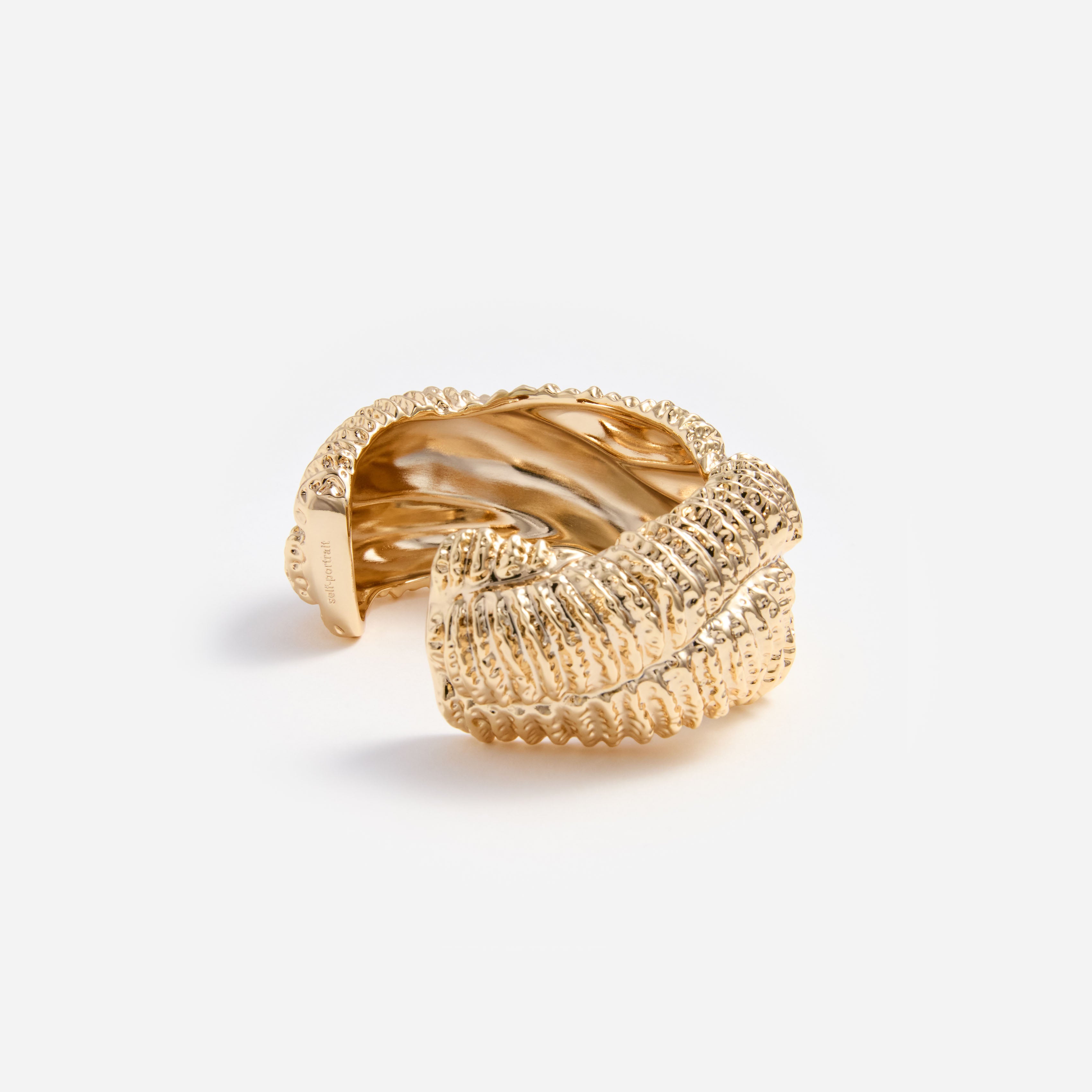Self Portrait Textured Gold Twisted Cuff Armreif Messing